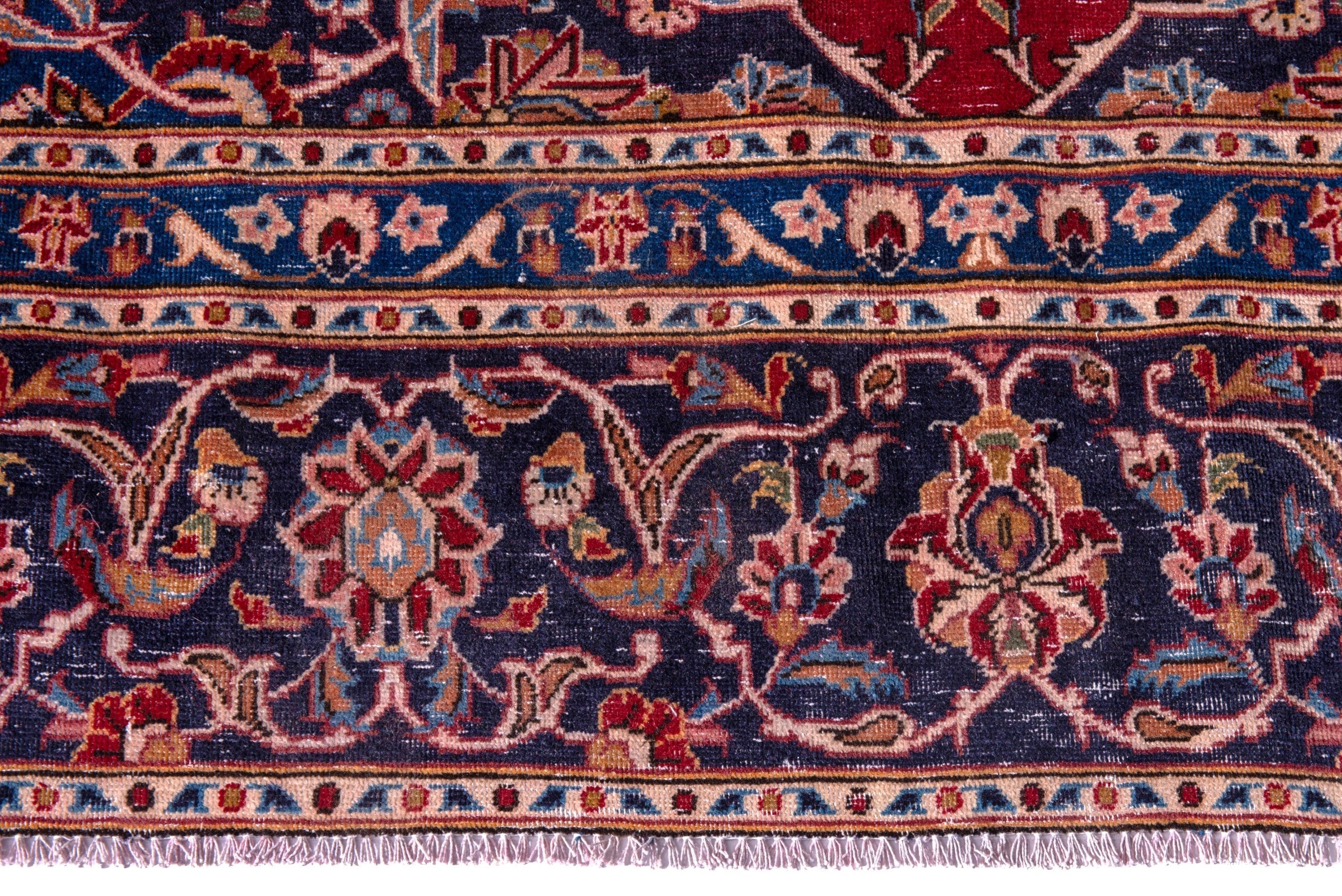 Persian Kashan oversized rug in burgundy and navy, view 12 of 21