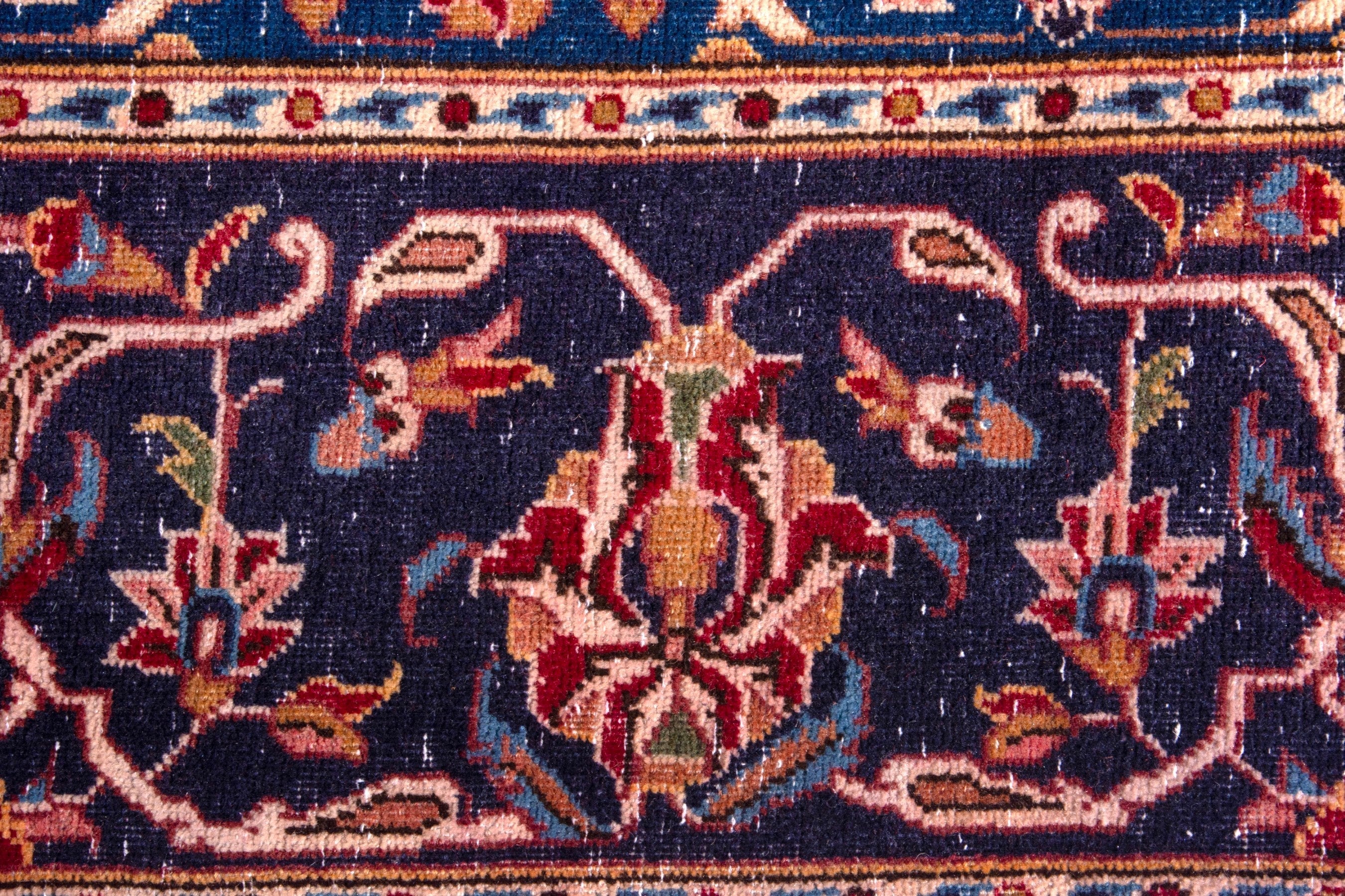 Persian Kashan oversized rug in burgundy and navy, view 13 of 21