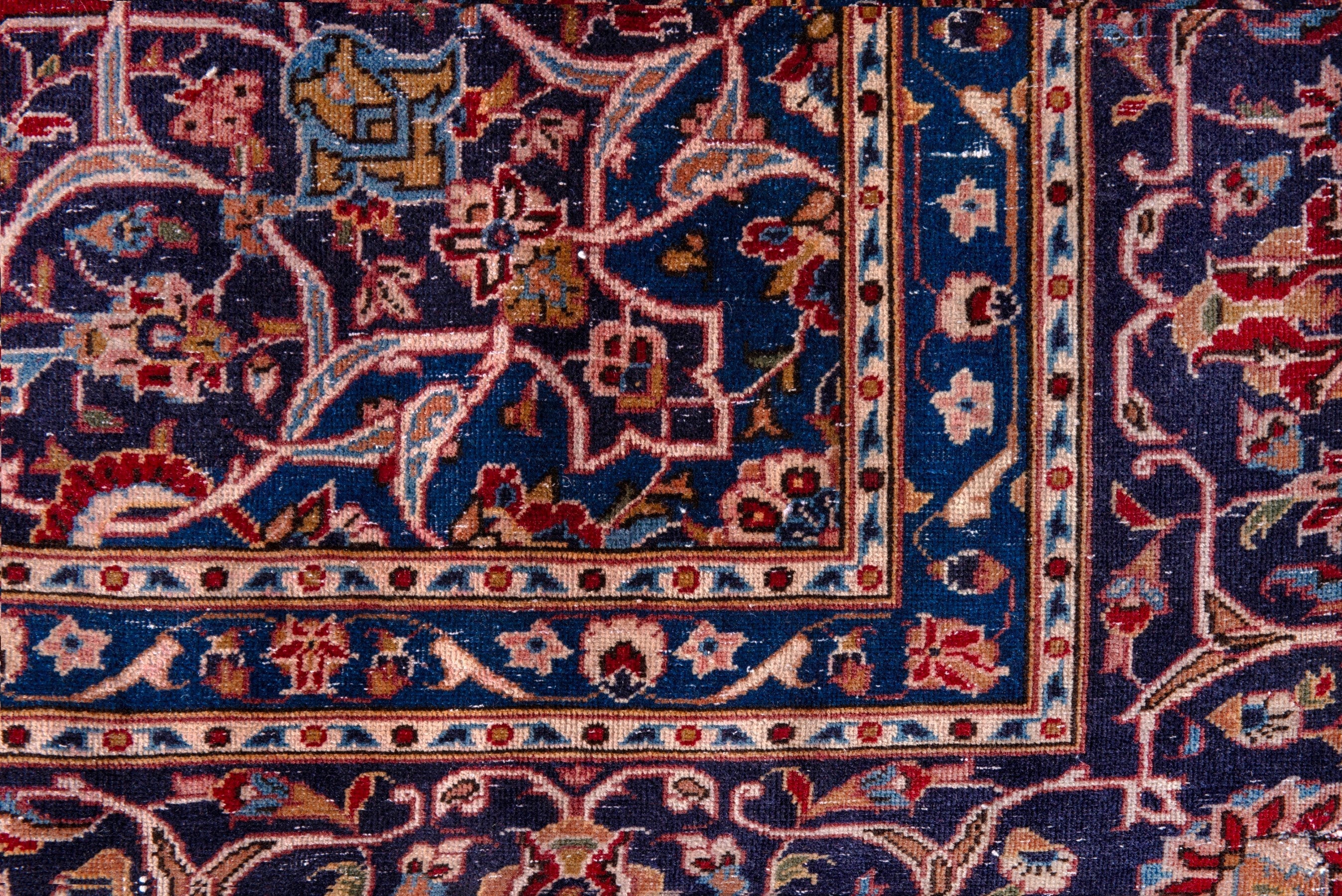 Persian Kashan oversized rug in burgundy and navy, view 14 of 21