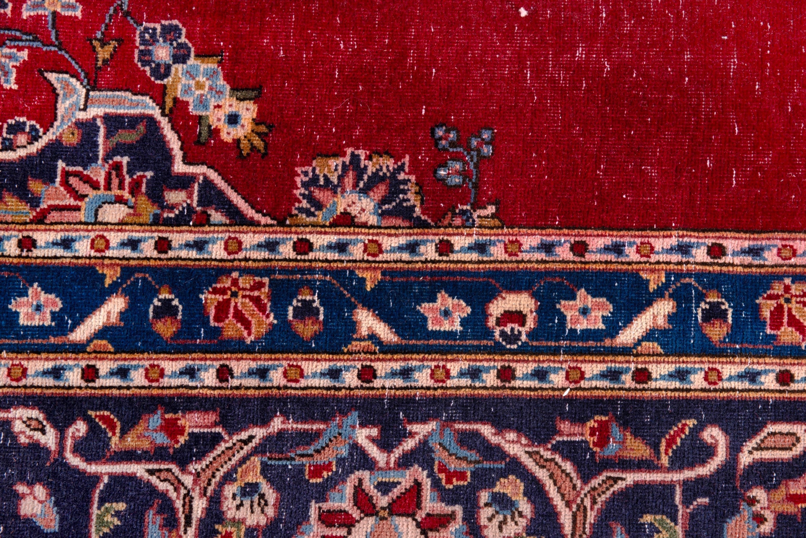 Persian Kashan oversized rug in burgundy and navy, view 15 of 21