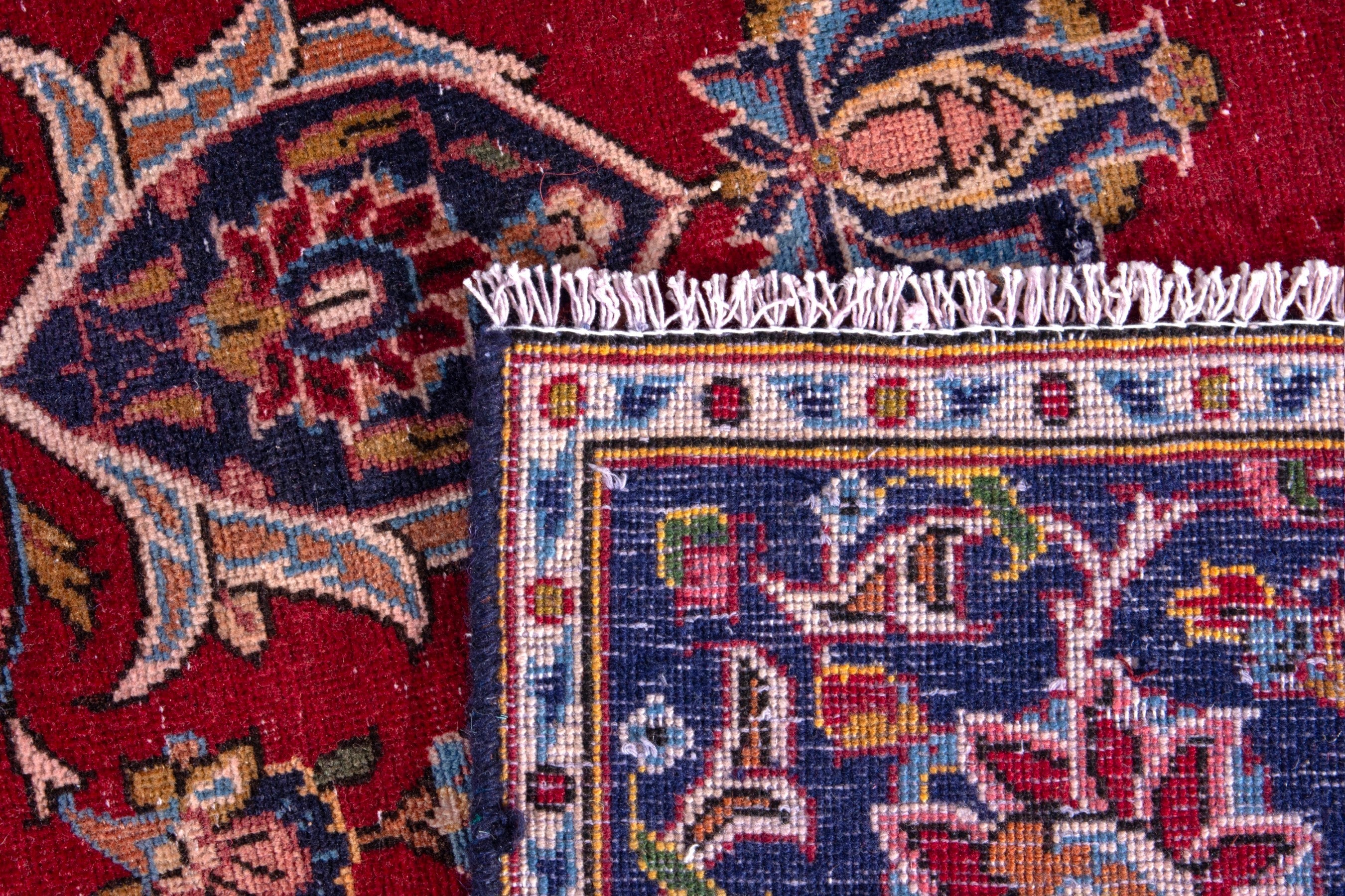 Persian Kashan oversized rug in burgundy and navy, view 21 of 21