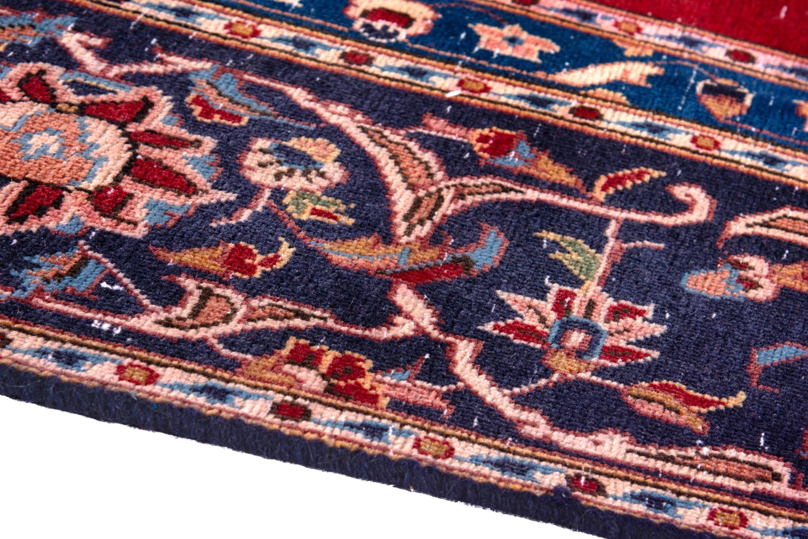 Persian Kashan oversized rug in burgundy and navy, view 8 of 21