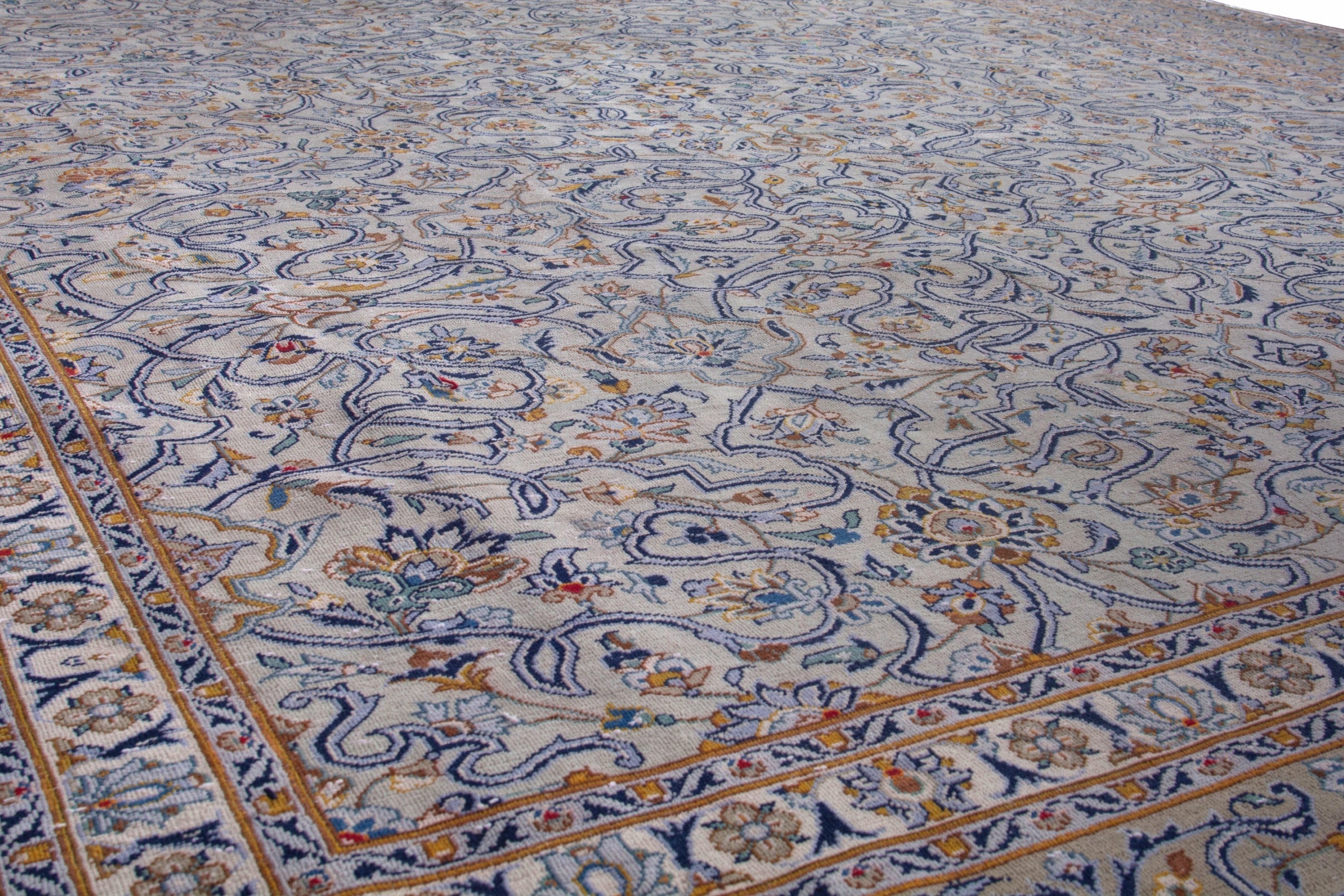 Persian Kashan oversized rug in greige and khaki, view 10 of 23