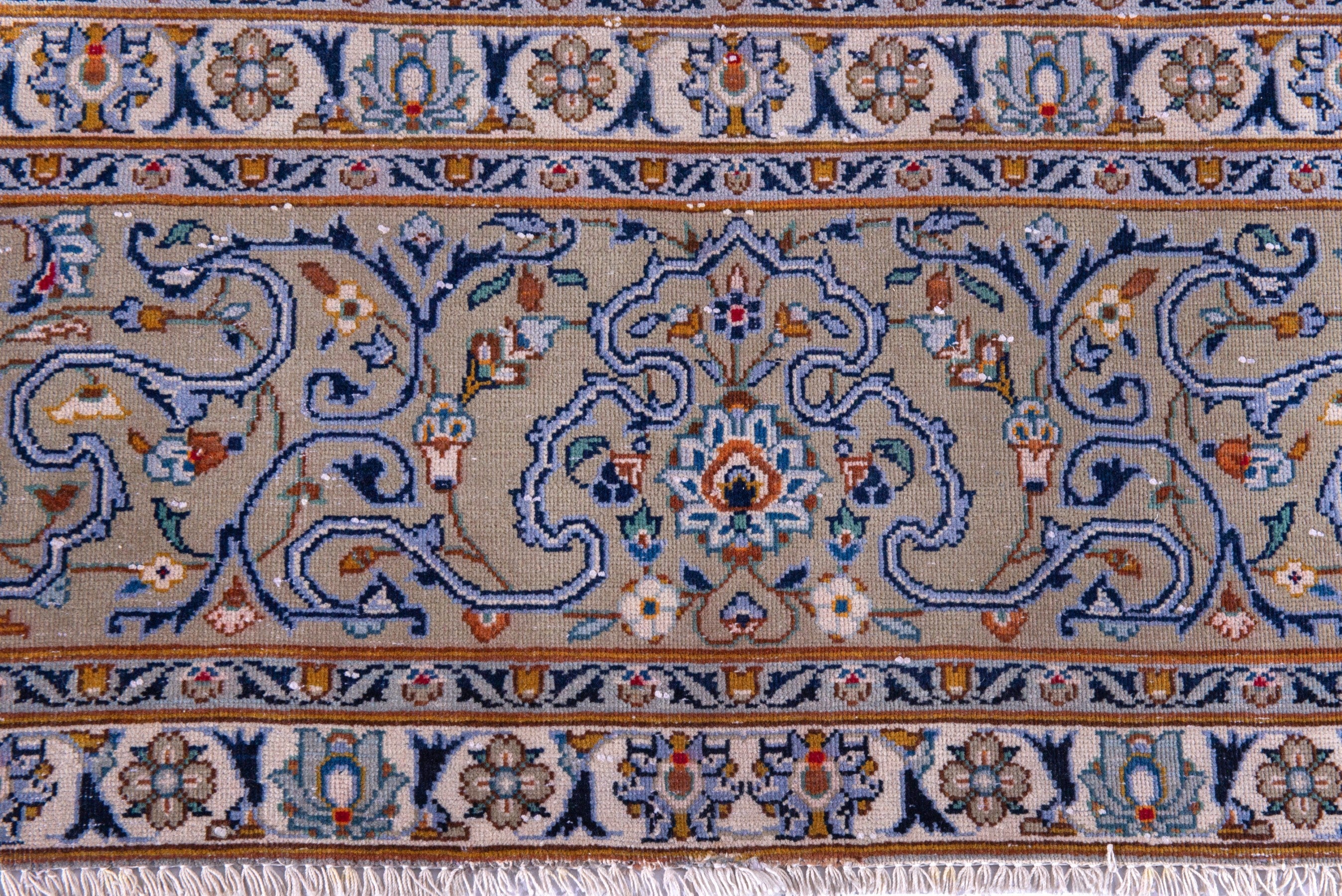 Persian Kashan oversized rug in greige and khaki, view 11 of 23