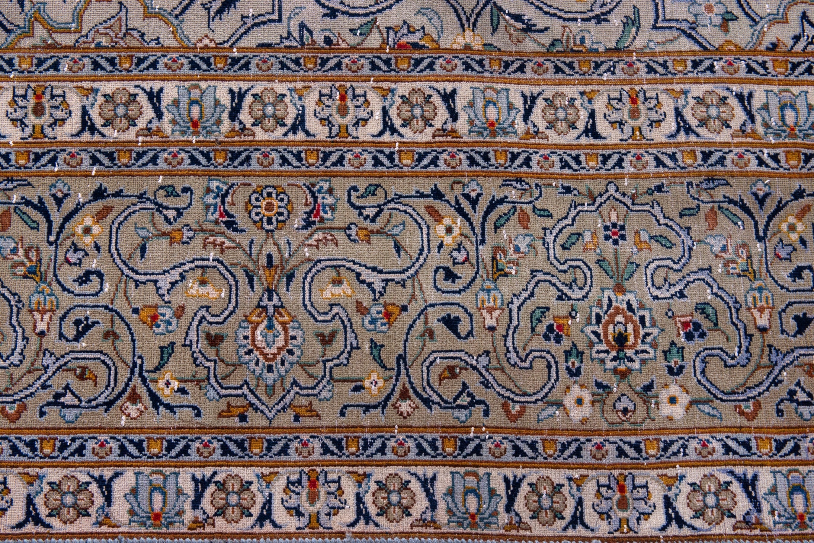 Persian Kashan oversized rug in greige and khaki, view 13 of 23