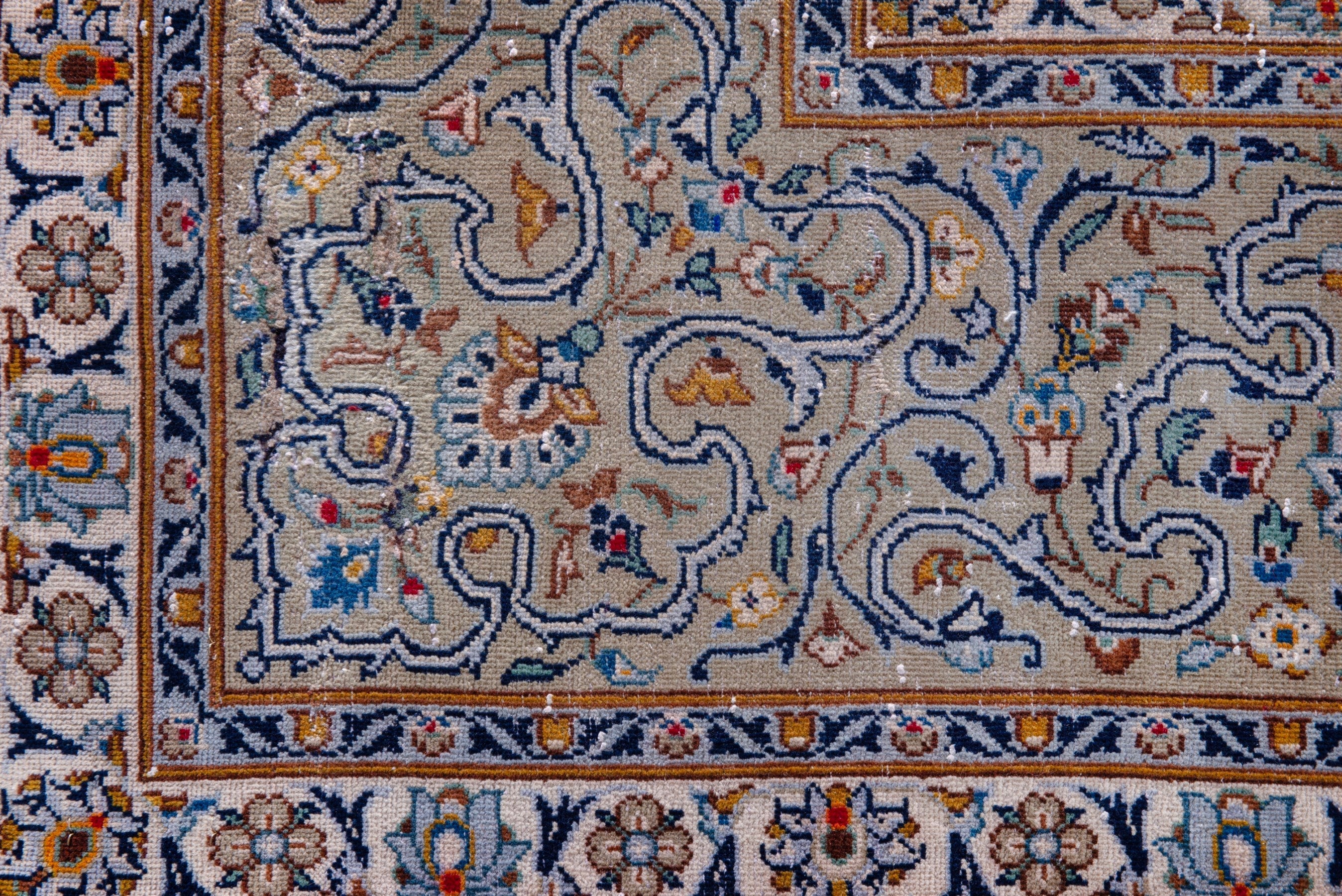 Persian Kashan oversized rug in greige and khaki, view 14 of 23