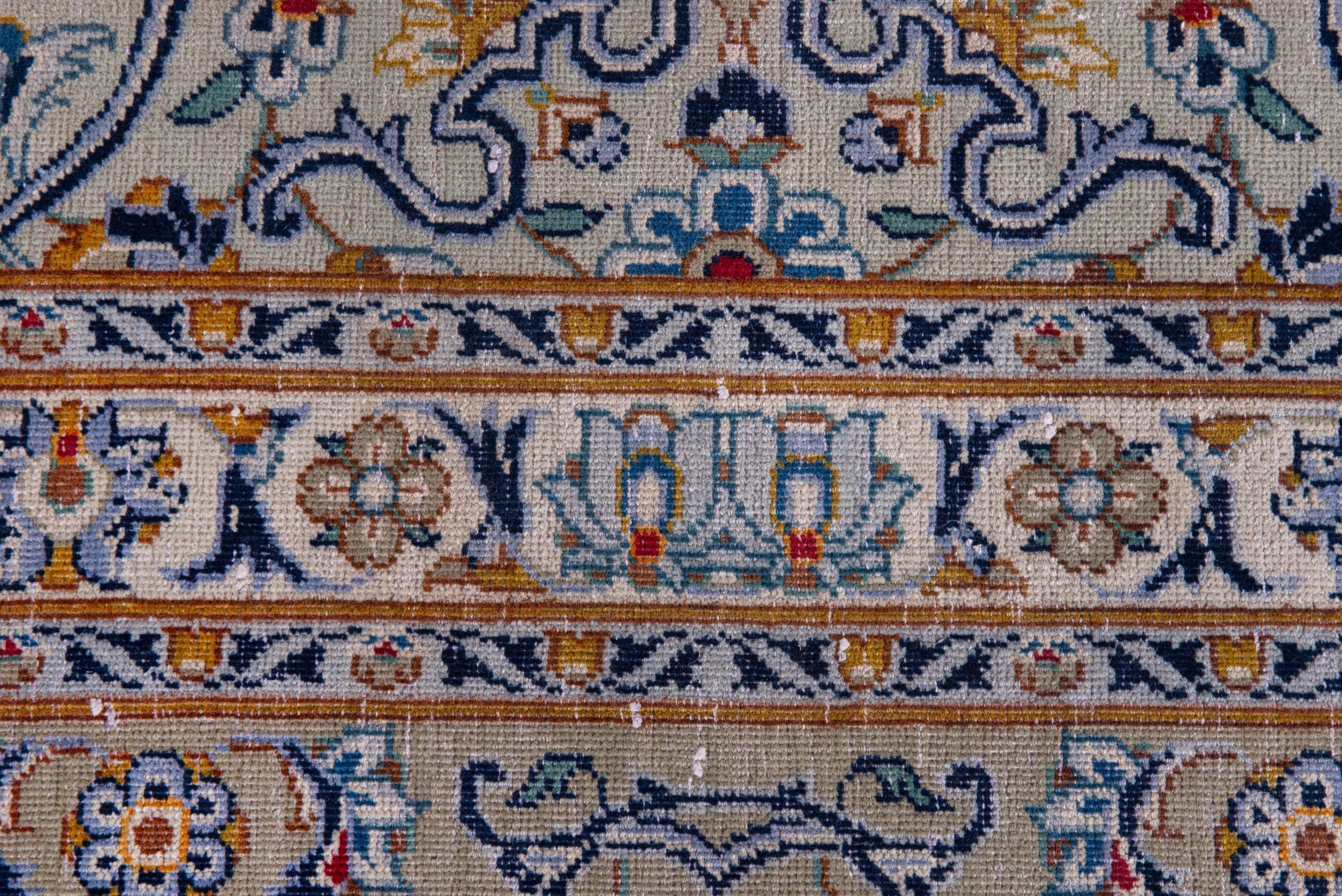 Persian Kashan oversized rug in greige and khaki, view 15 of 23