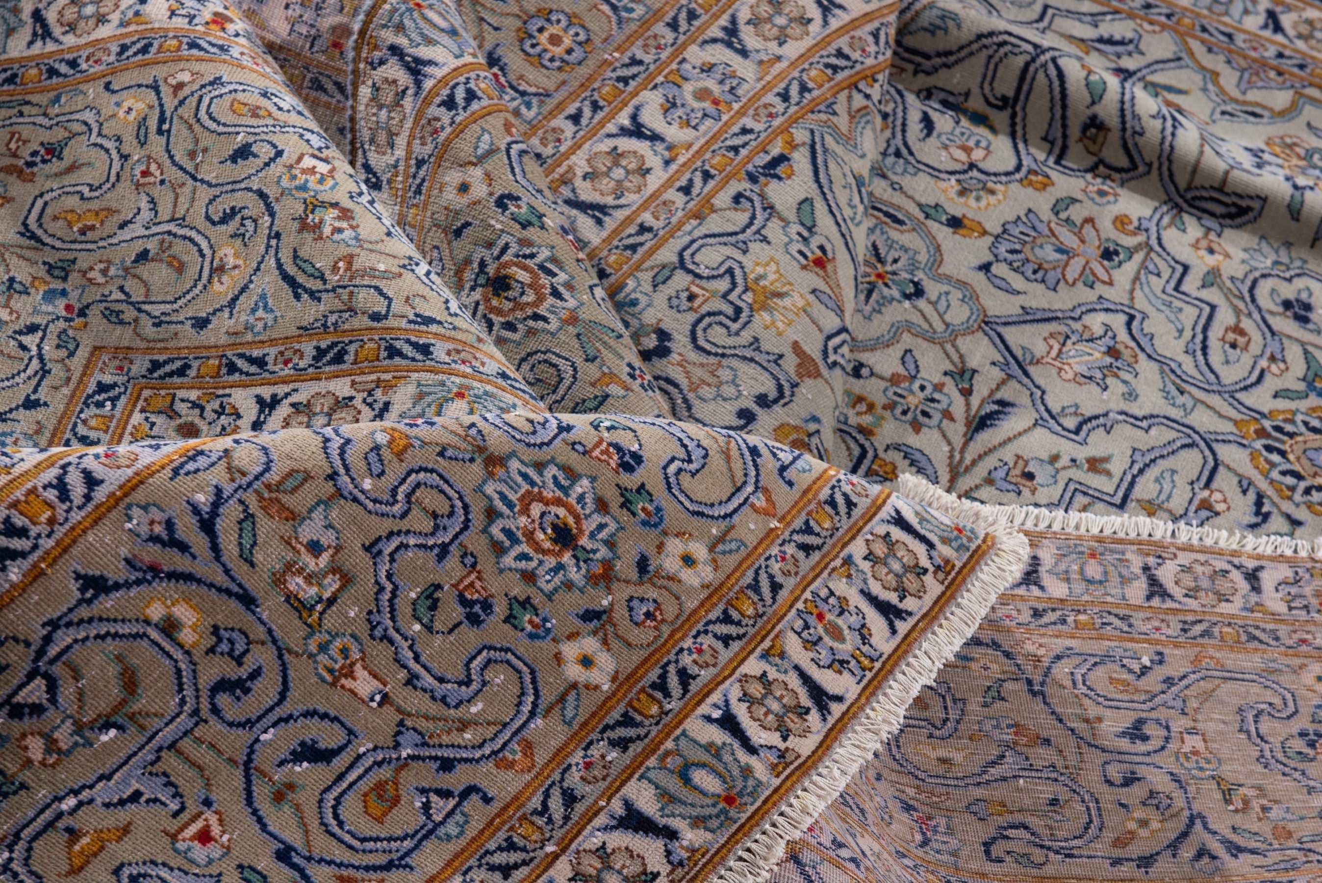 Persian Kashan oversized rug in greige and khaki, view 17 of 23