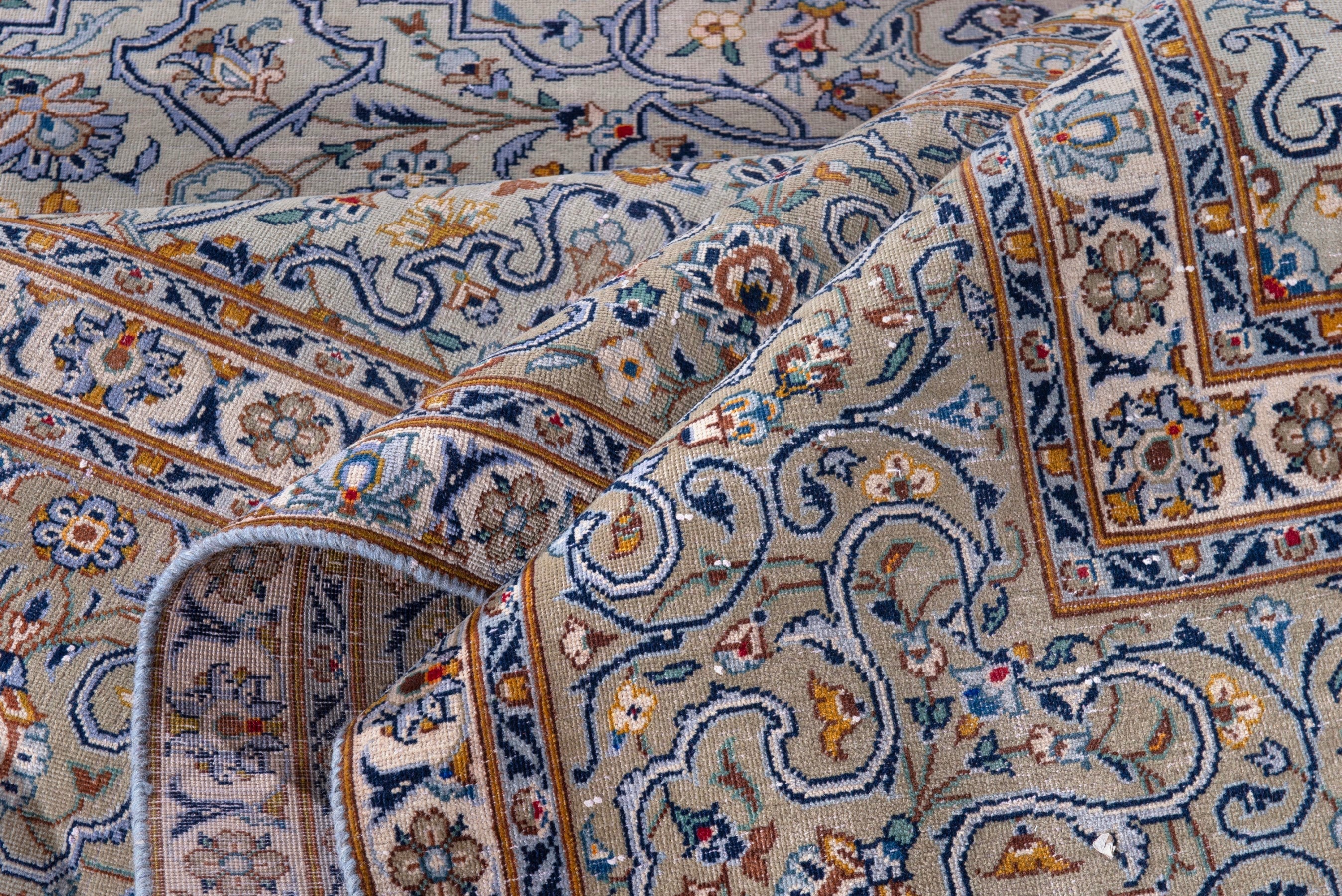 Persian Kashan oversized rug in greige and khaki, view 20 of 23