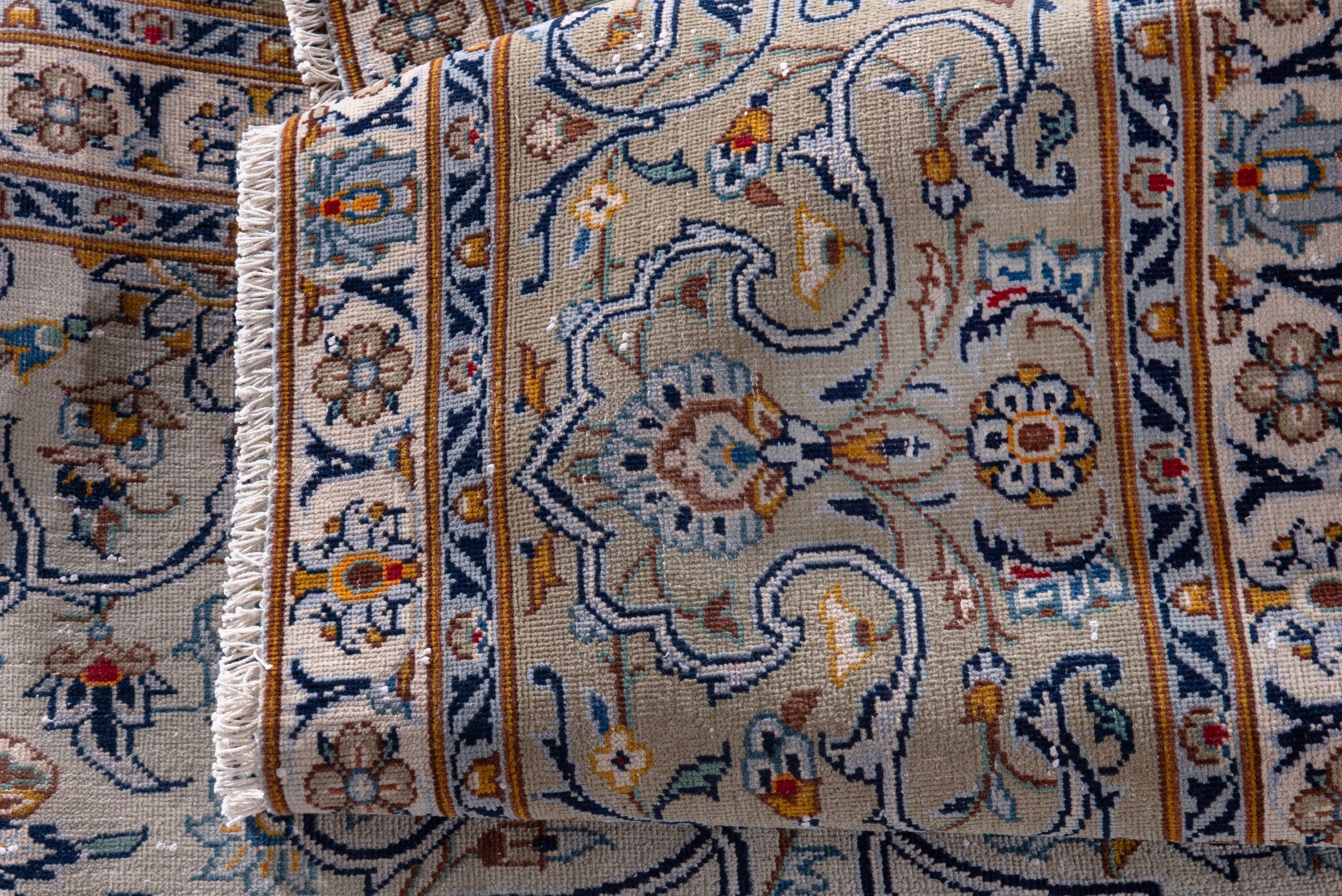 Persian Kashan oversized rug in greige and khaki, view 21 of 23
