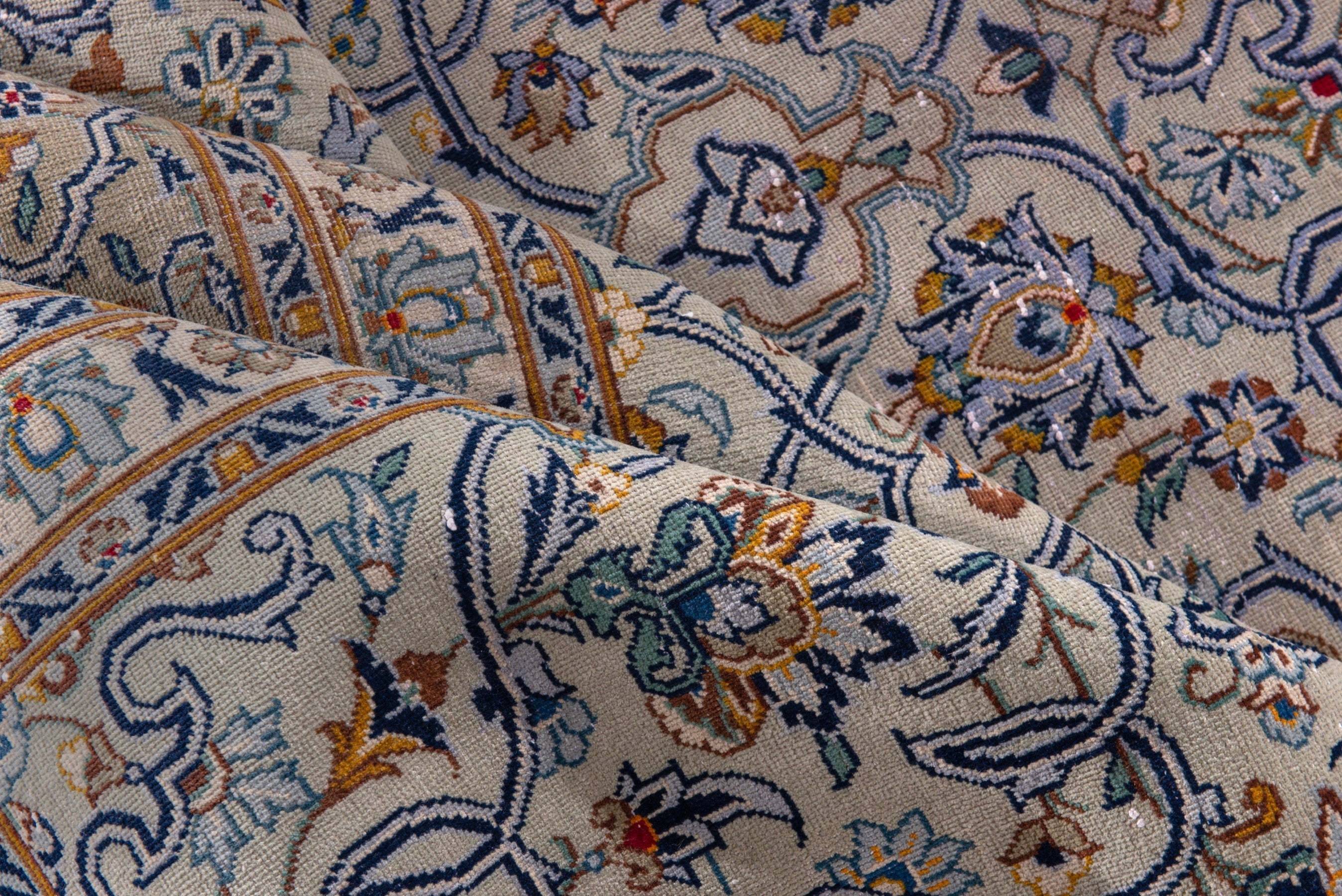 Persian Kashan oversized rug in greige and khaki, view 22 of 23