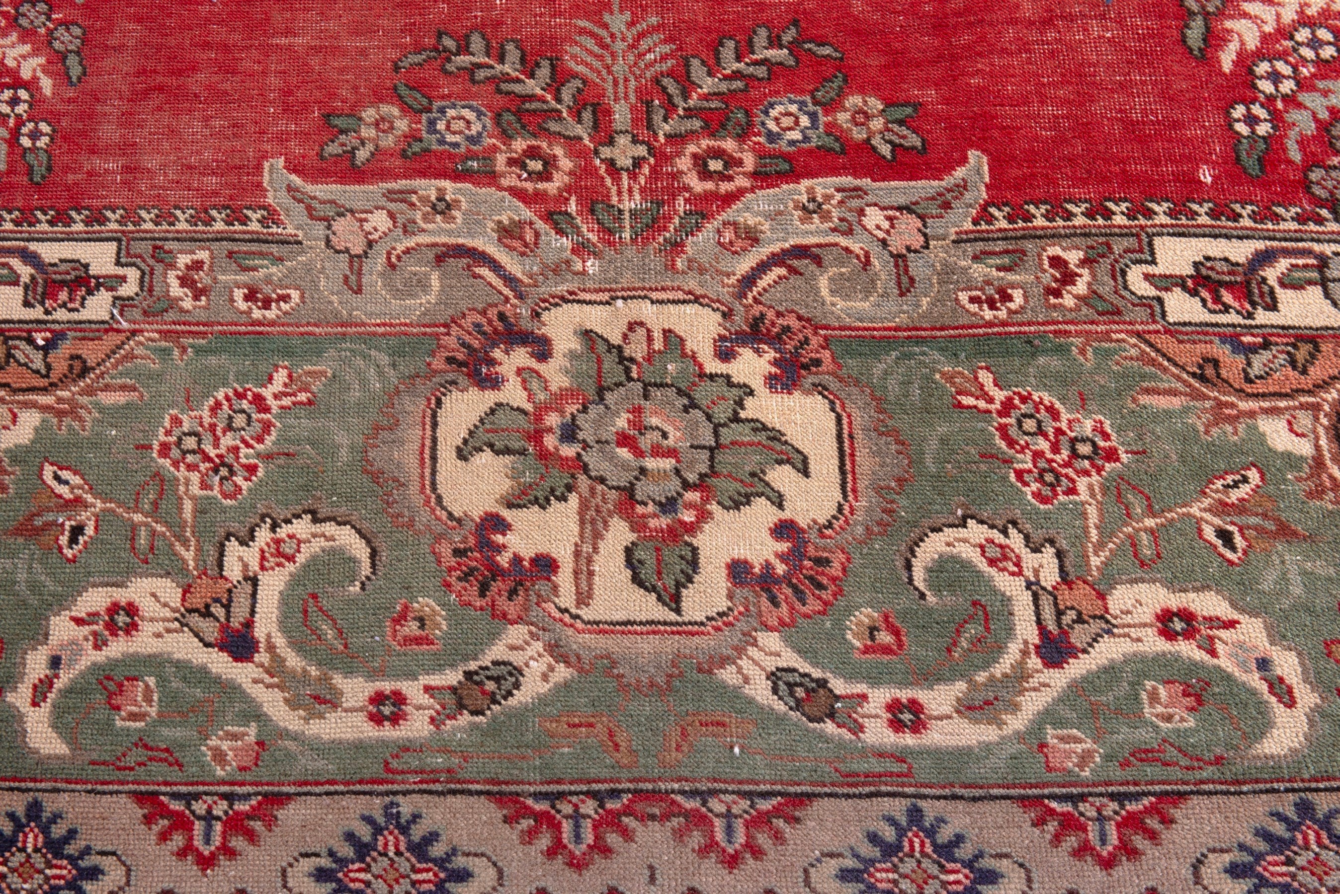 Persian Tabriz oversized rug in deep red and sage, view 11 of 23