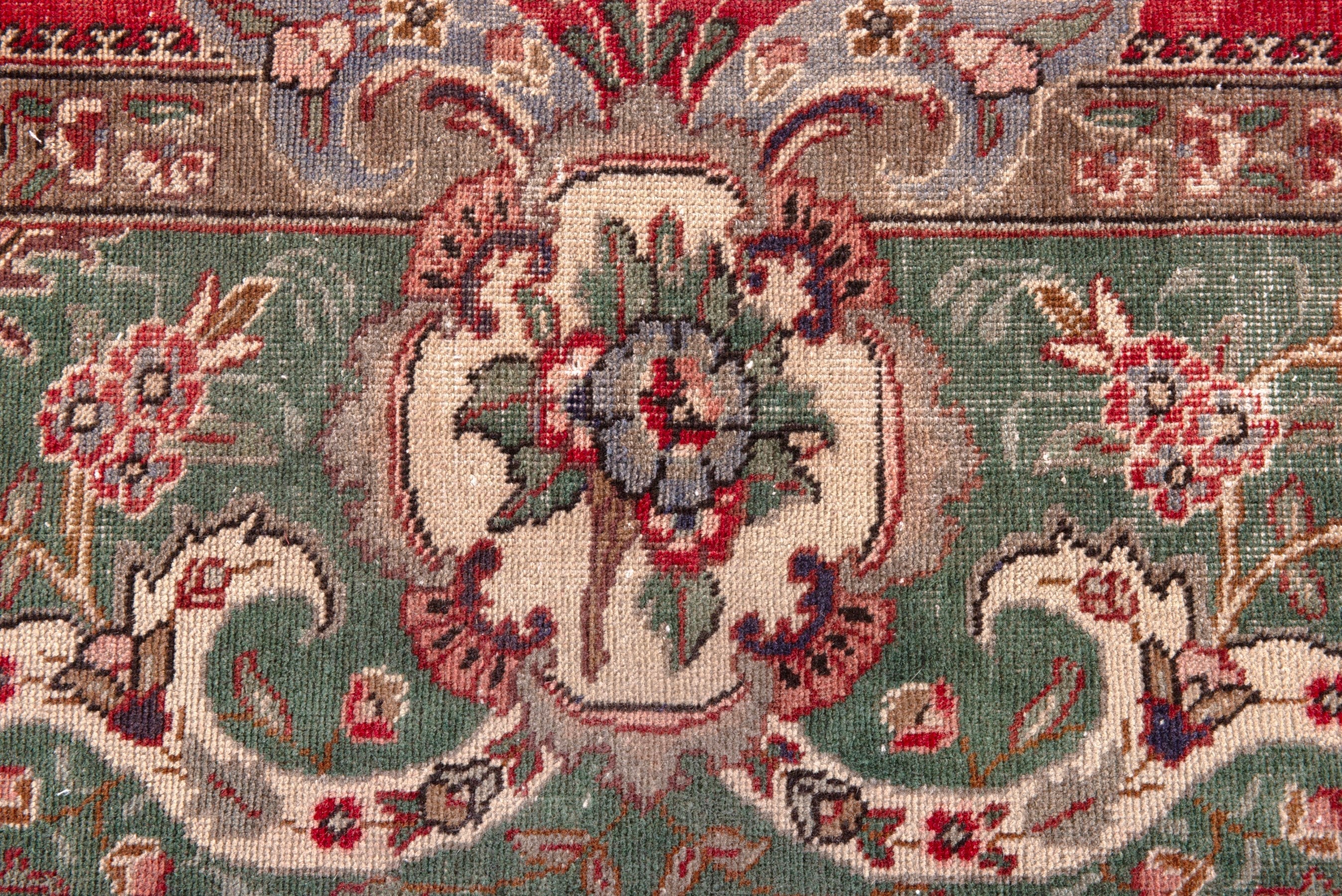 Persian Tabriz oversized rug in deep red and sage, view 13 of 23