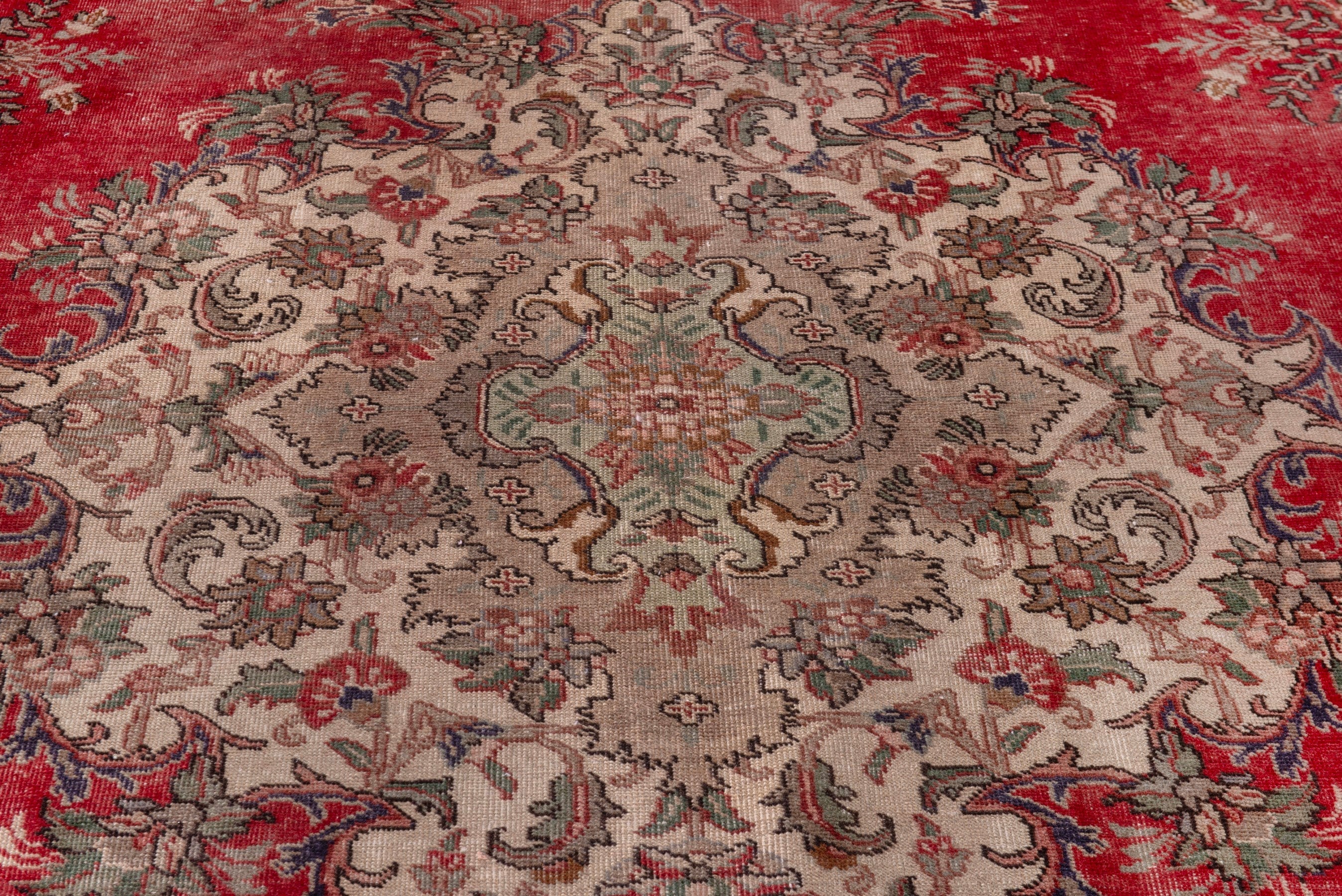 Persian Tabriz oversized rug in deep red and sage, view 16 of 23