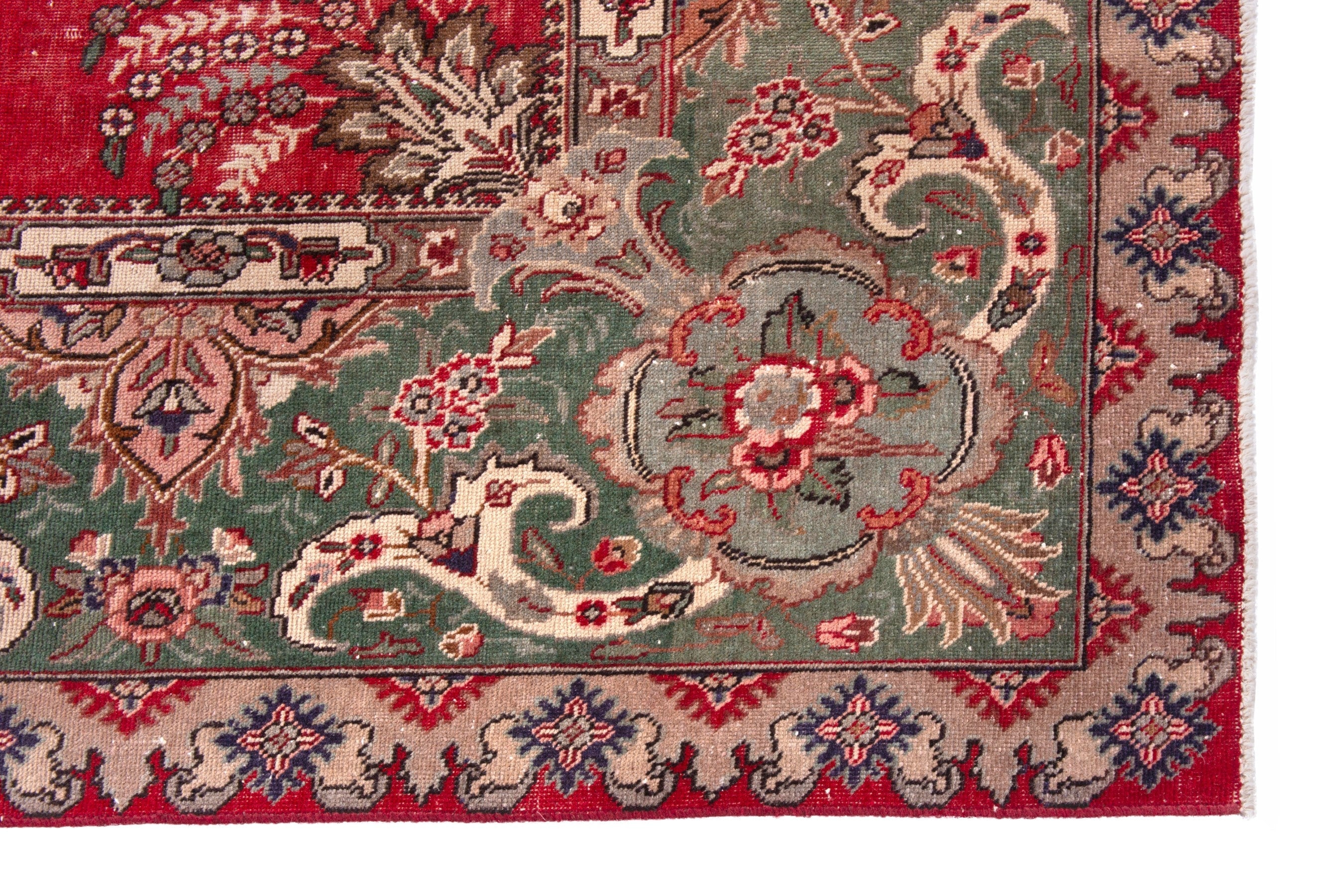 Persian Tabriz oversized rug in deep red and sage, view 5 of 23