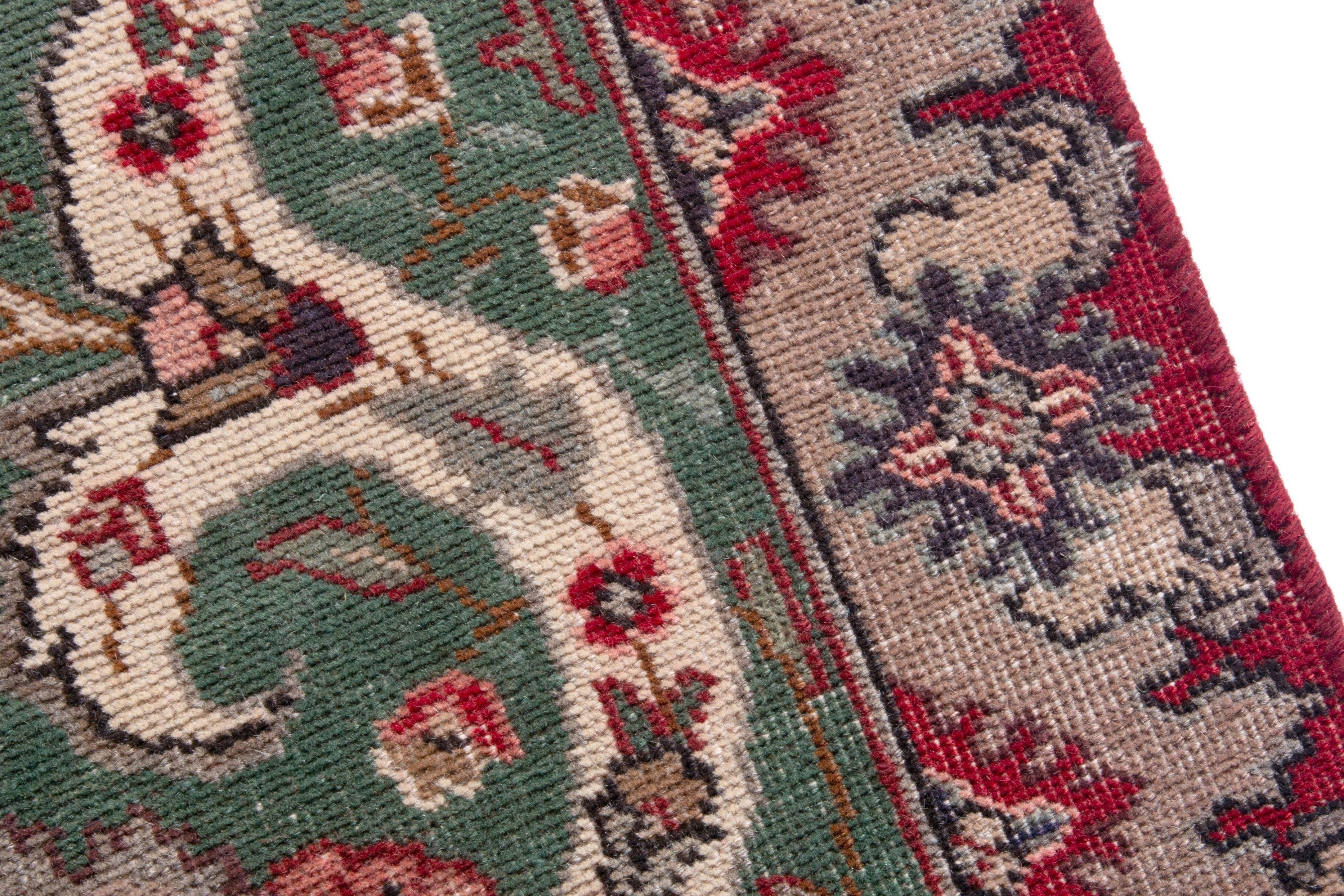 Persian Tabriz oversized rug in deep red and sage, view 7 of 23