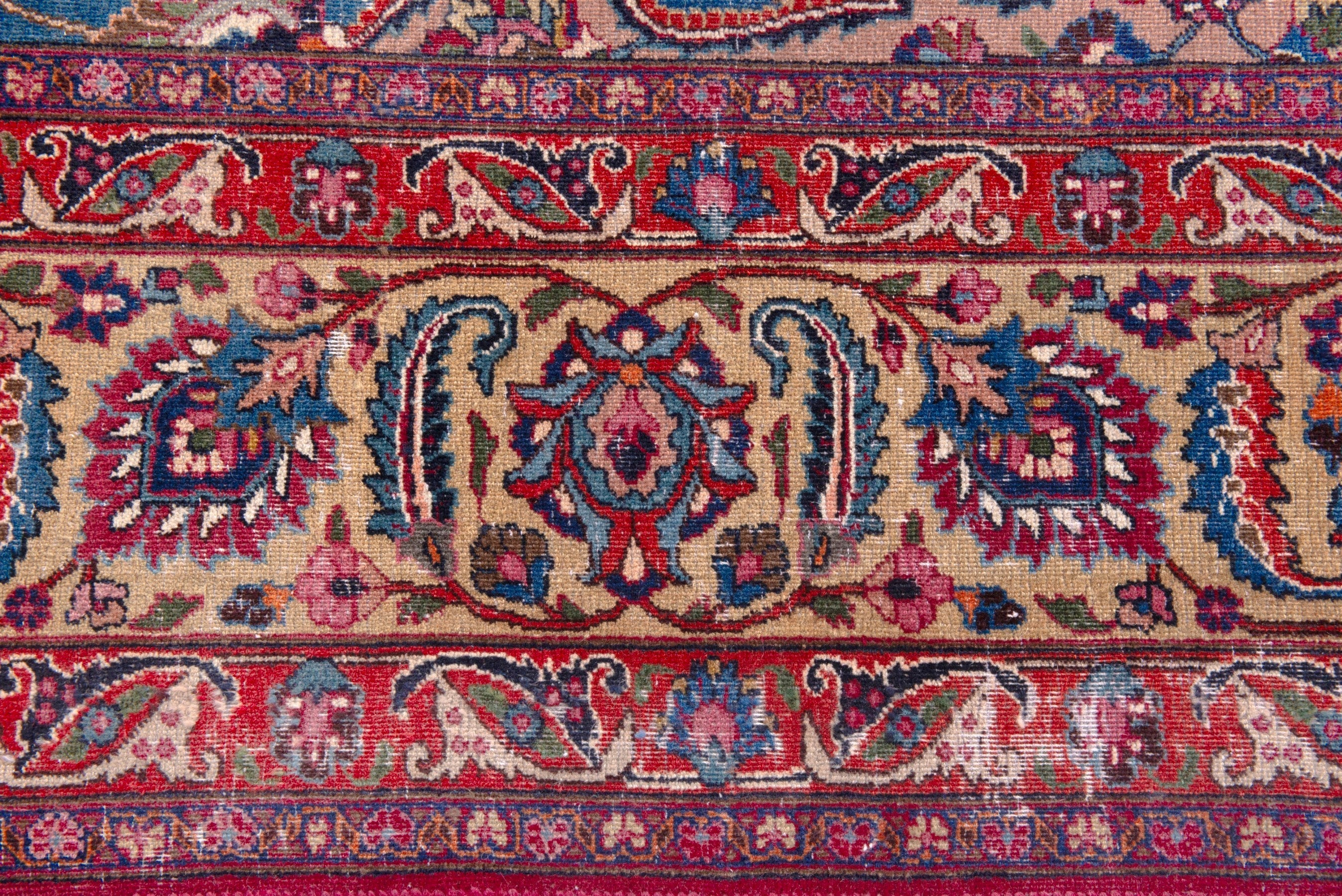 Persian Mashhad oversized rug in blue and burgundy, view 11 of 25