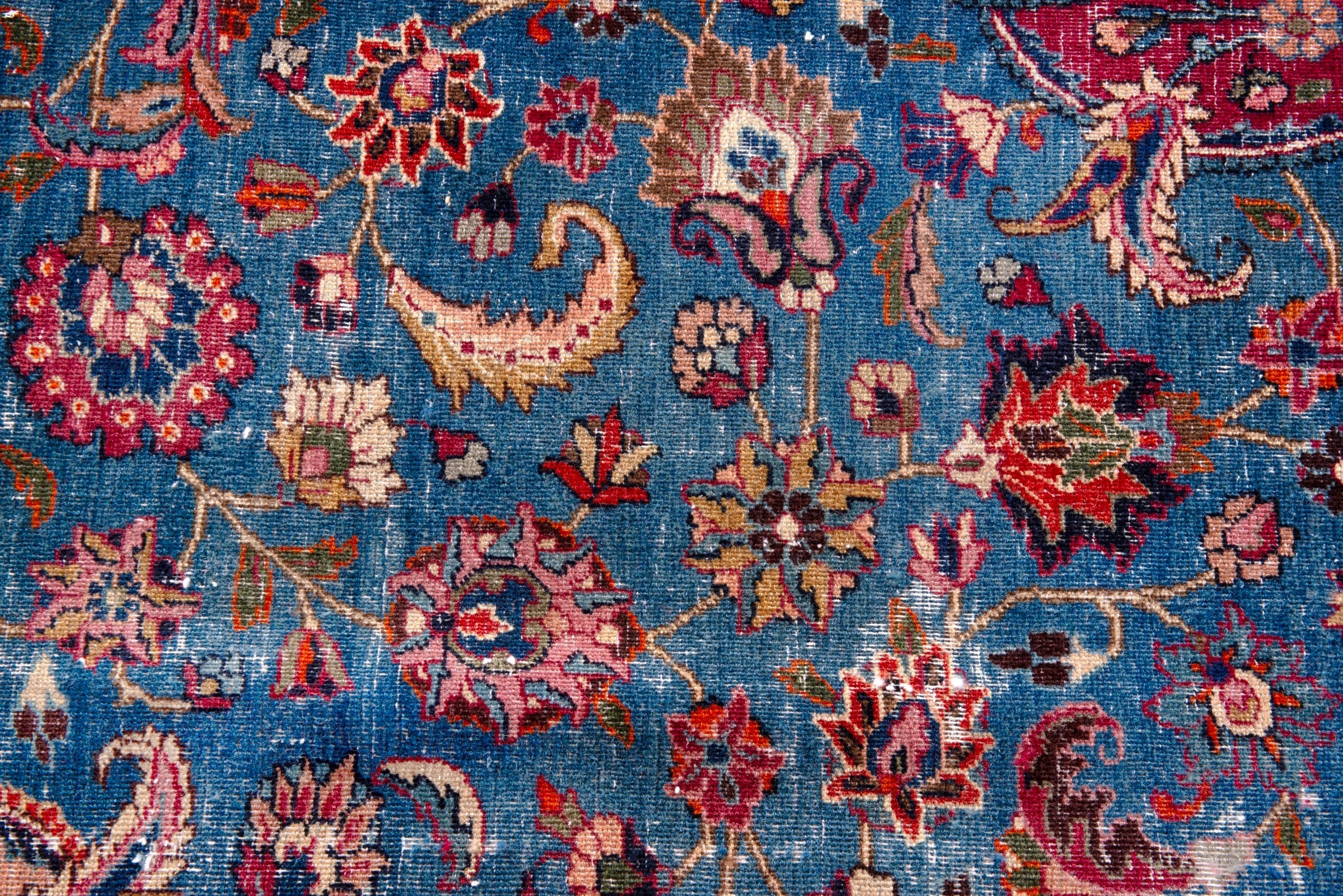 Persian Mashhad oversized rug in blue and burgundy, view 12 of 25