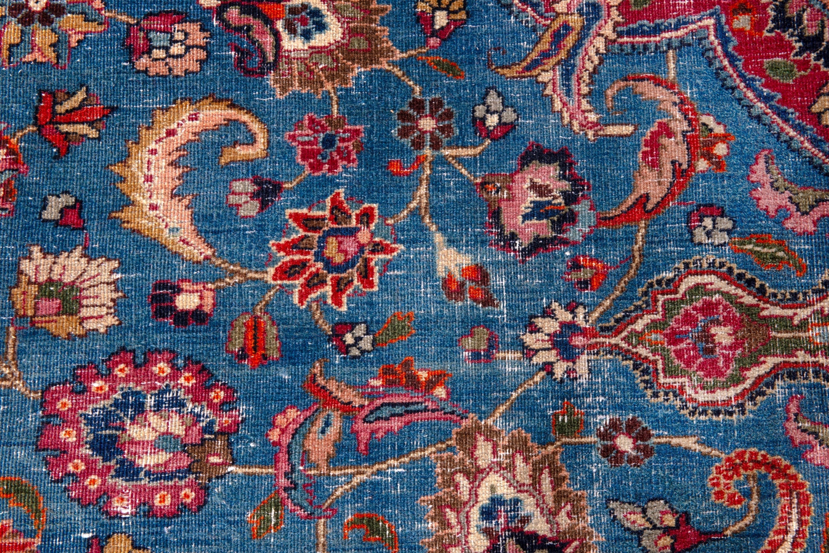 Persian Mashhad oversized rug in blue and burgundy, view 13 of 25