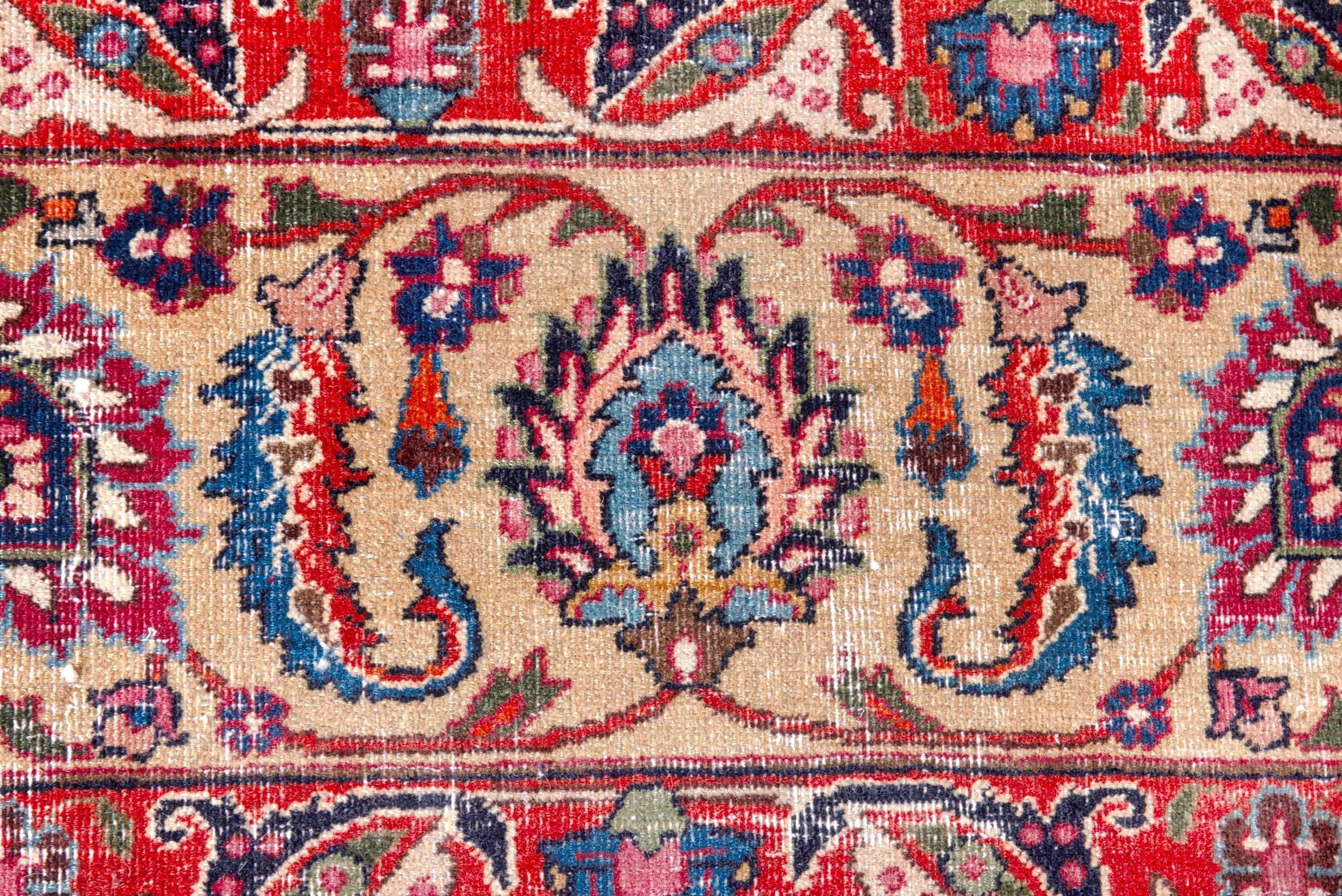 Persian Mashhad oversized rug in blue and burgundy, view 14 of 25