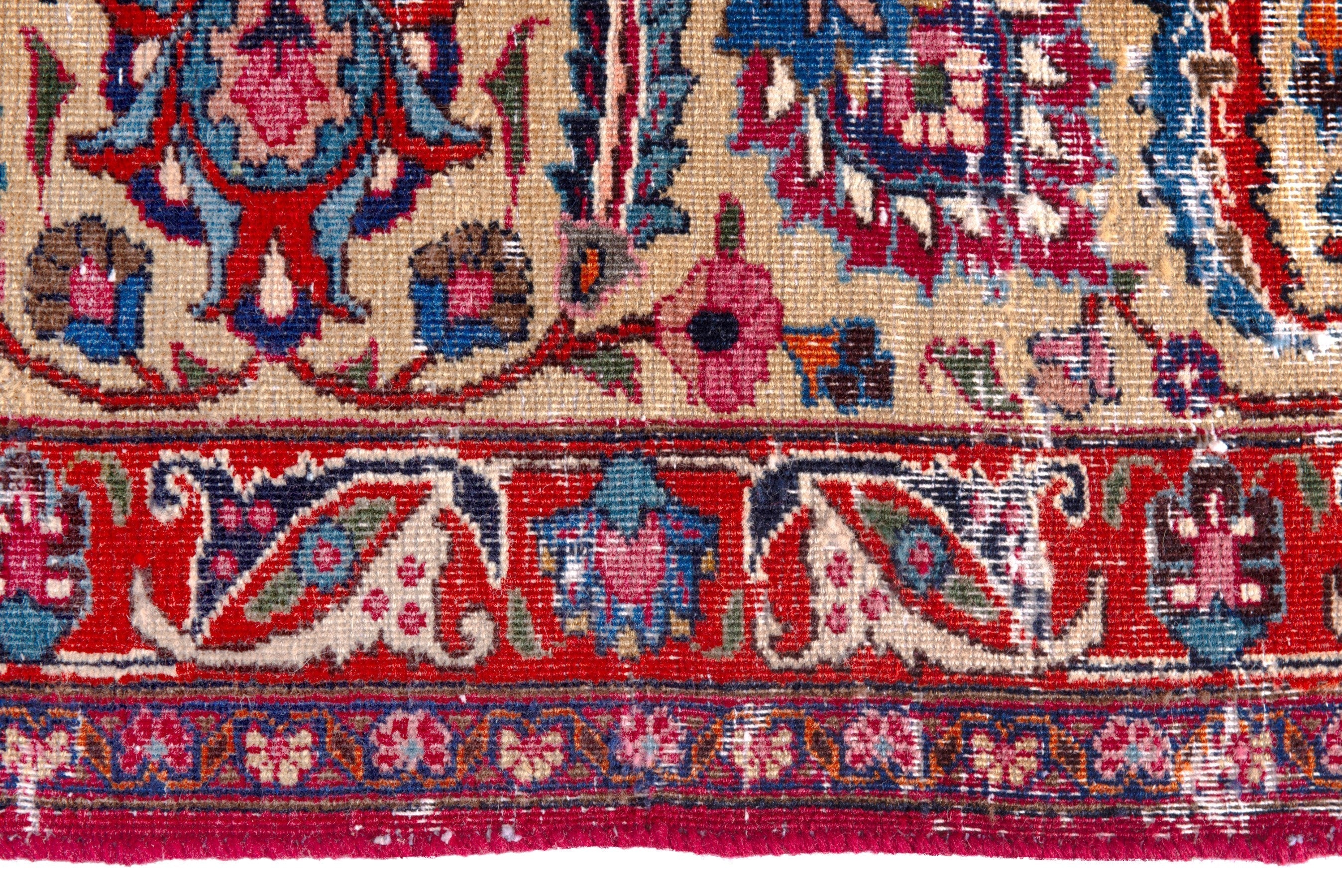 Persian Mashhad oversized rug in blue and burgundy, view 15 of 25