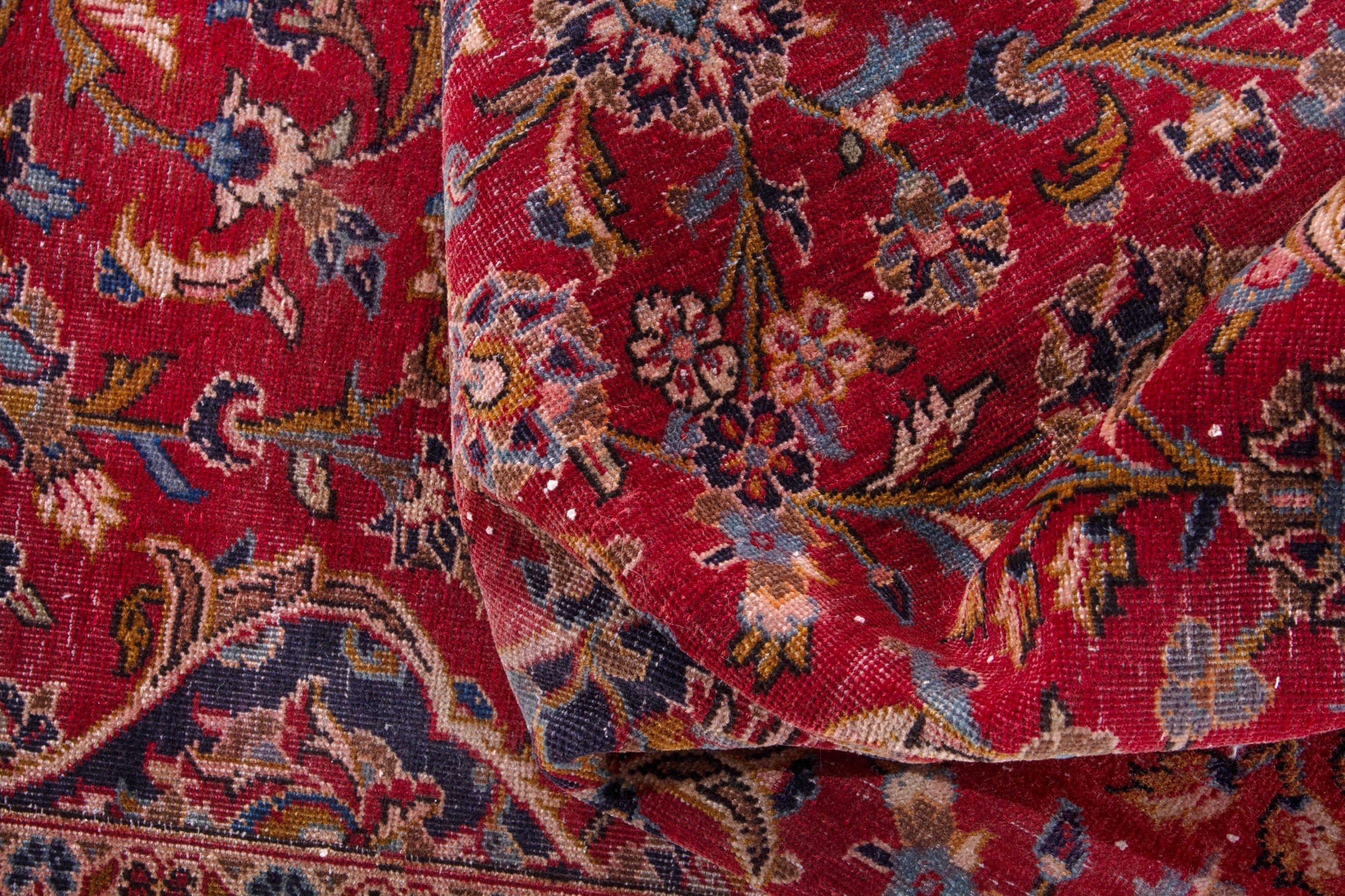 Persian Kashan oversized rug in deep red and burgundy, view 17 of 19