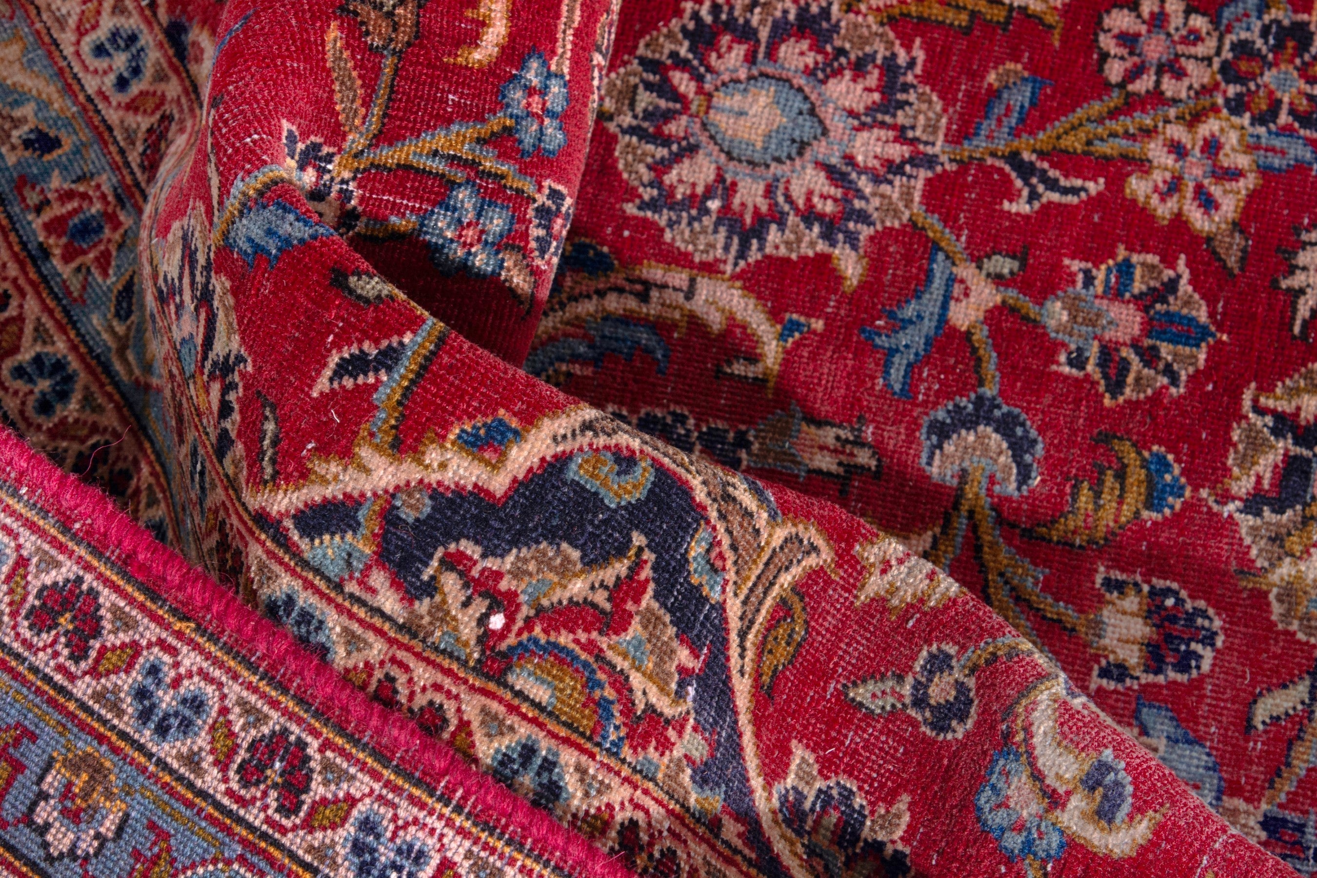 Persian Kashan oversized rug in deep red and burgundy, view 18 of 19