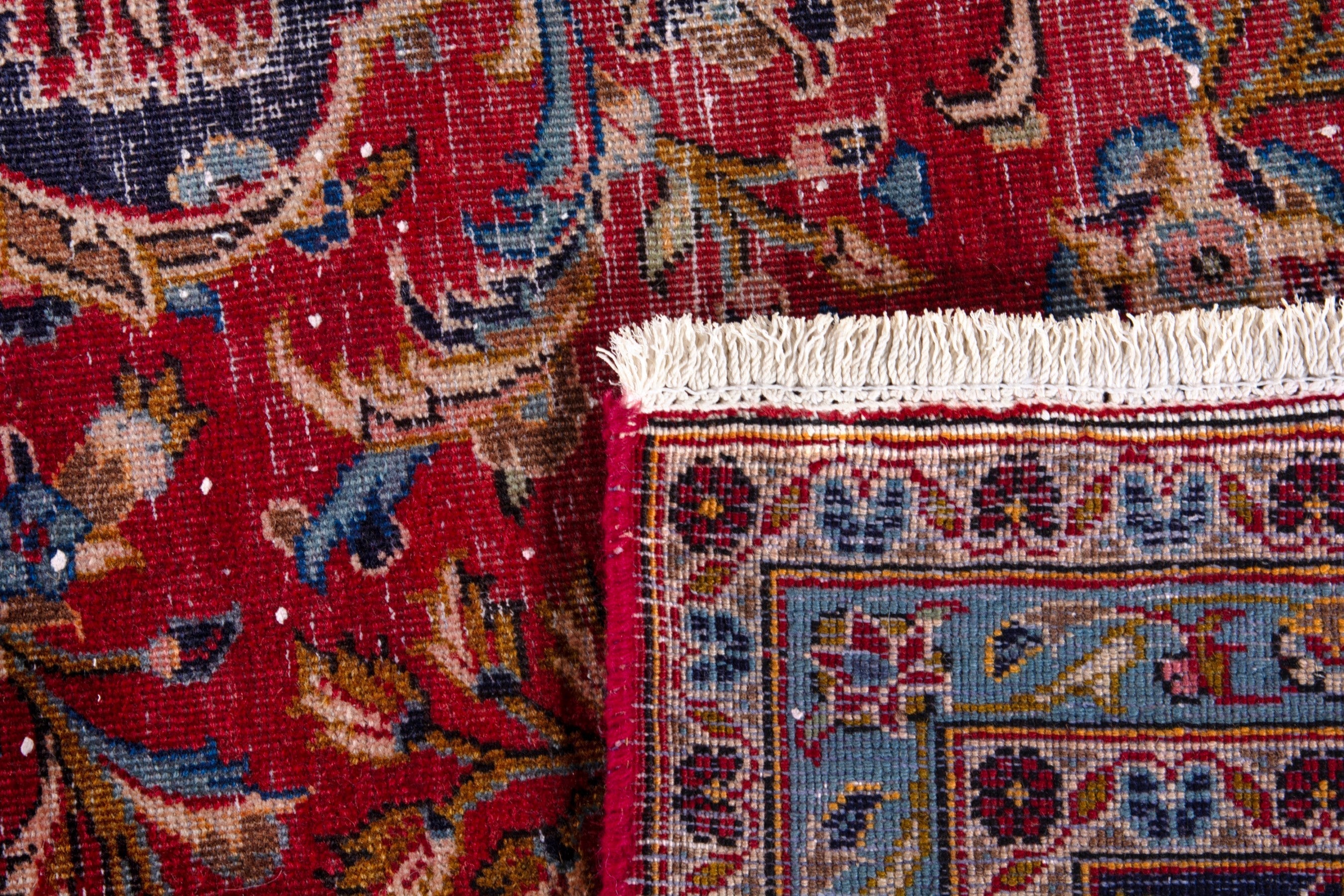 Persian Kashan oversized rug in deep red and burgundy, view 19 of 19
