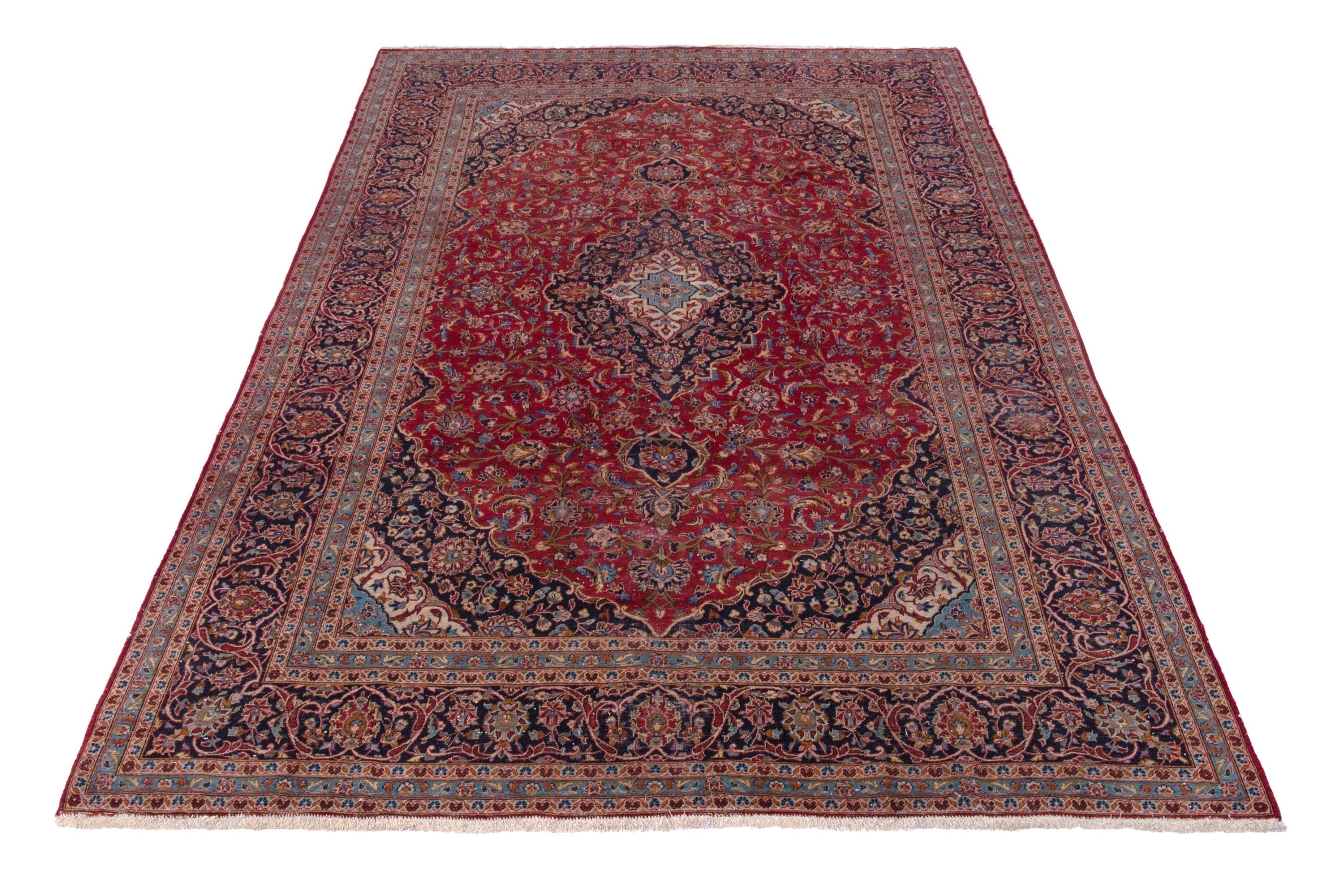 Persian Kashan oversized rug in deep red and burgundy, view 2 of 19