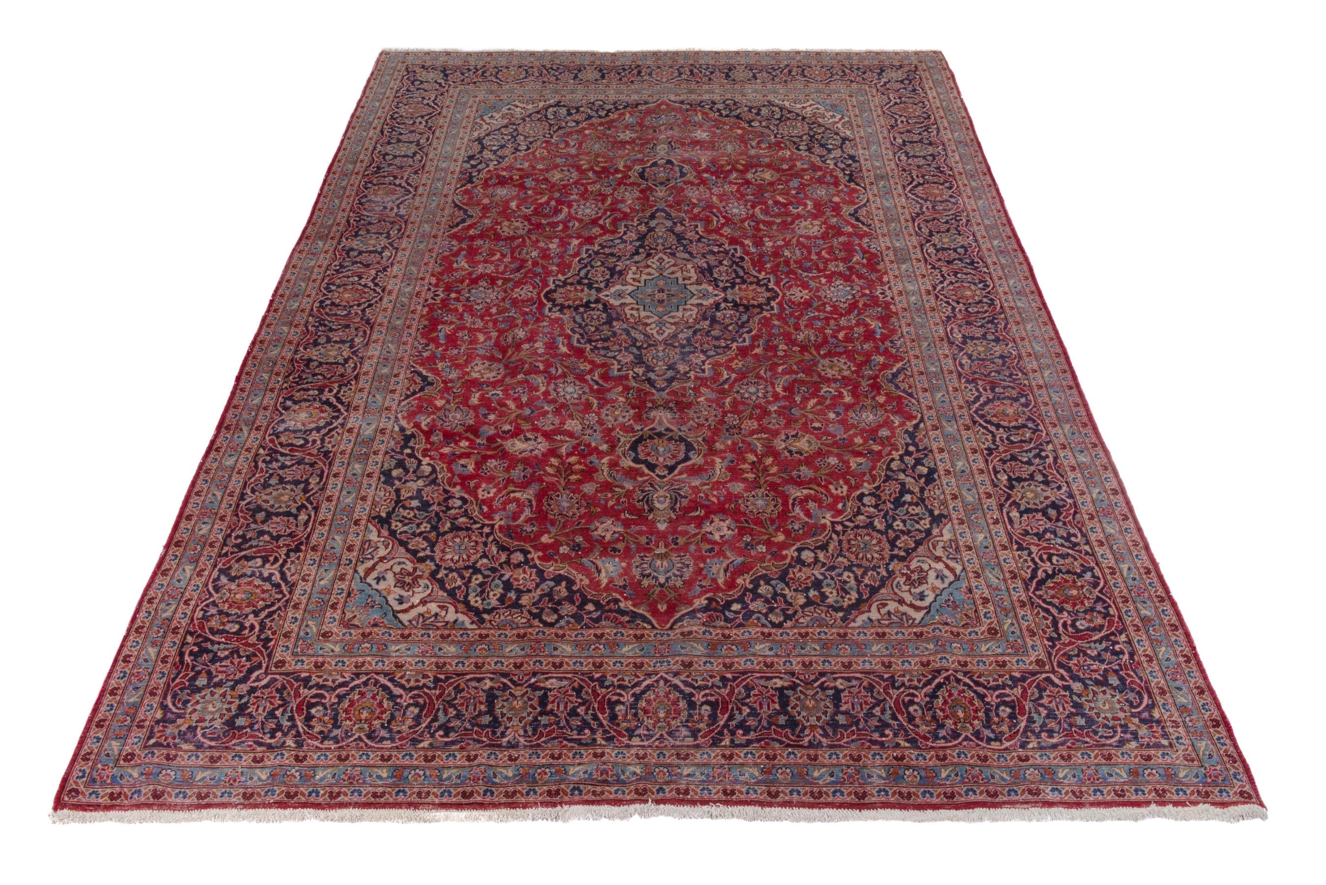 Persian Kashan oversized rug in deep red and burgundy, view 3 of 19