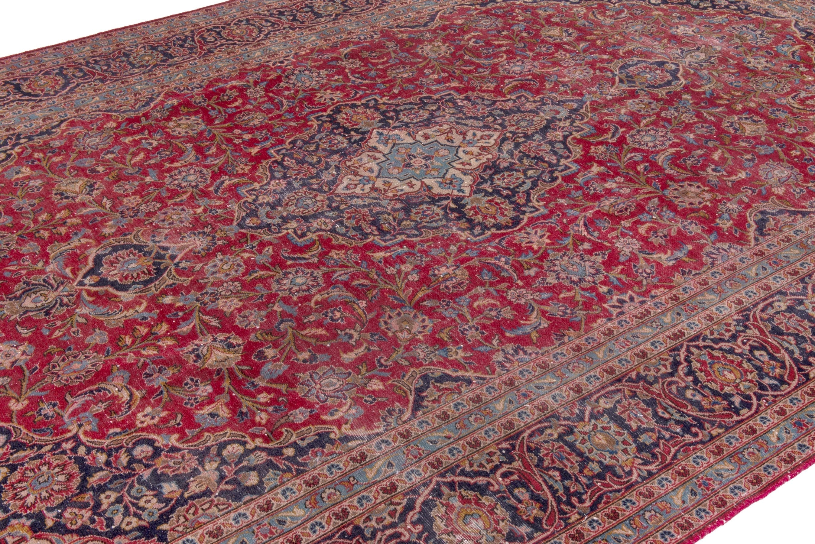Persian Kashan oversized rug in deep red and burgundy, view 6 of 19