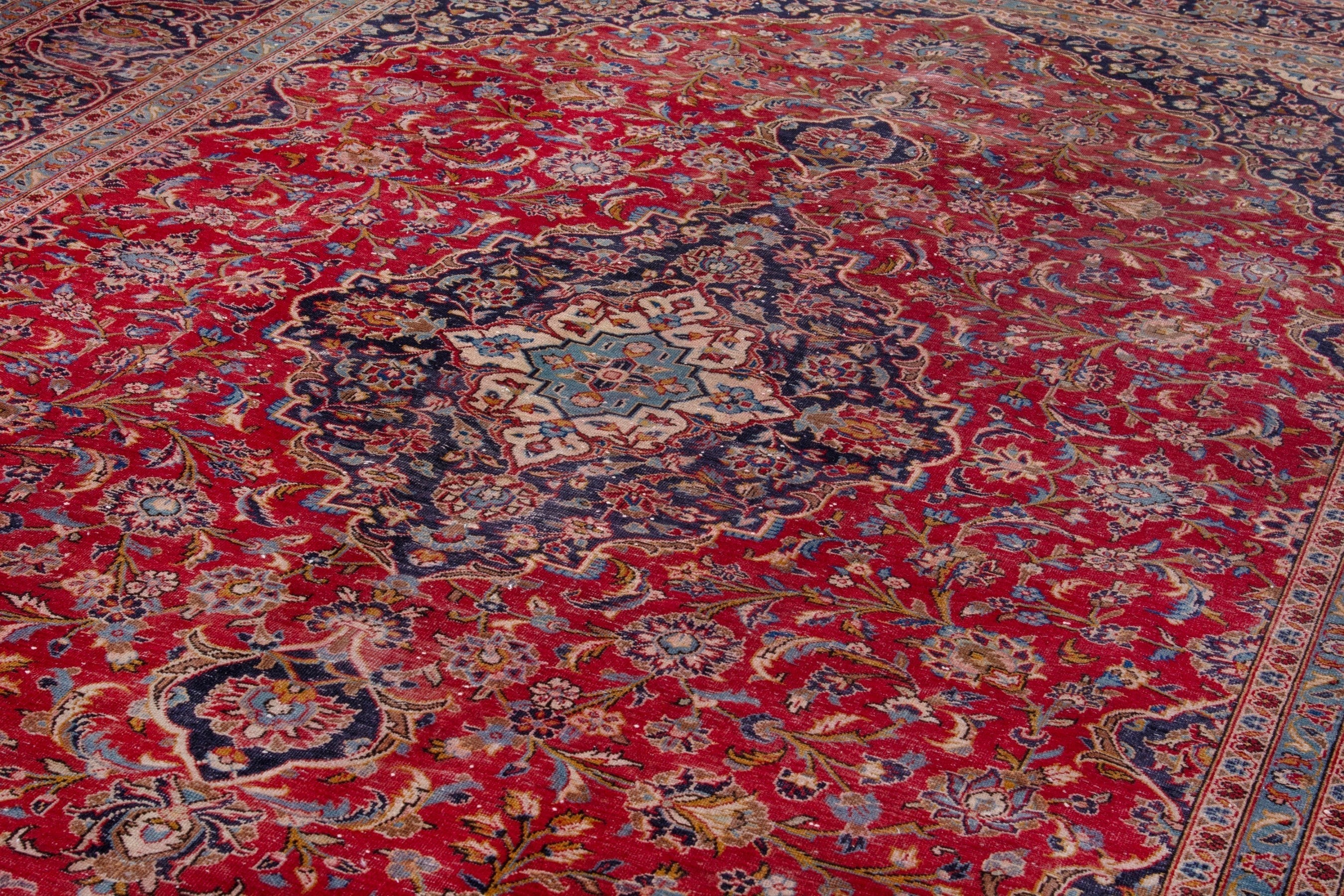 Persian Kashan oversized rug in deep red and burgundy, view 8 of 19