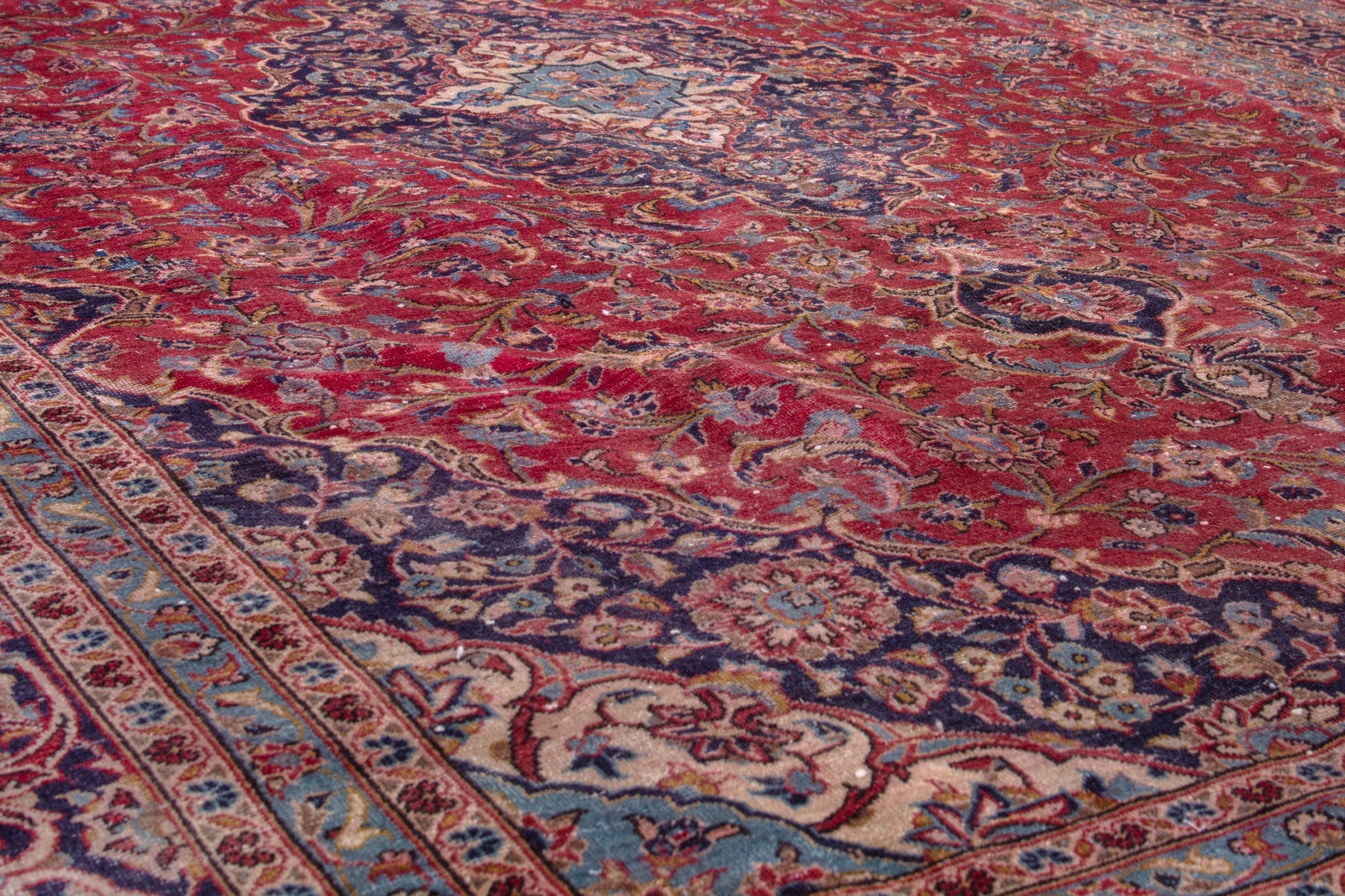 Persian Kashan oversized rug in deep red and burgundy, view 9 of 19