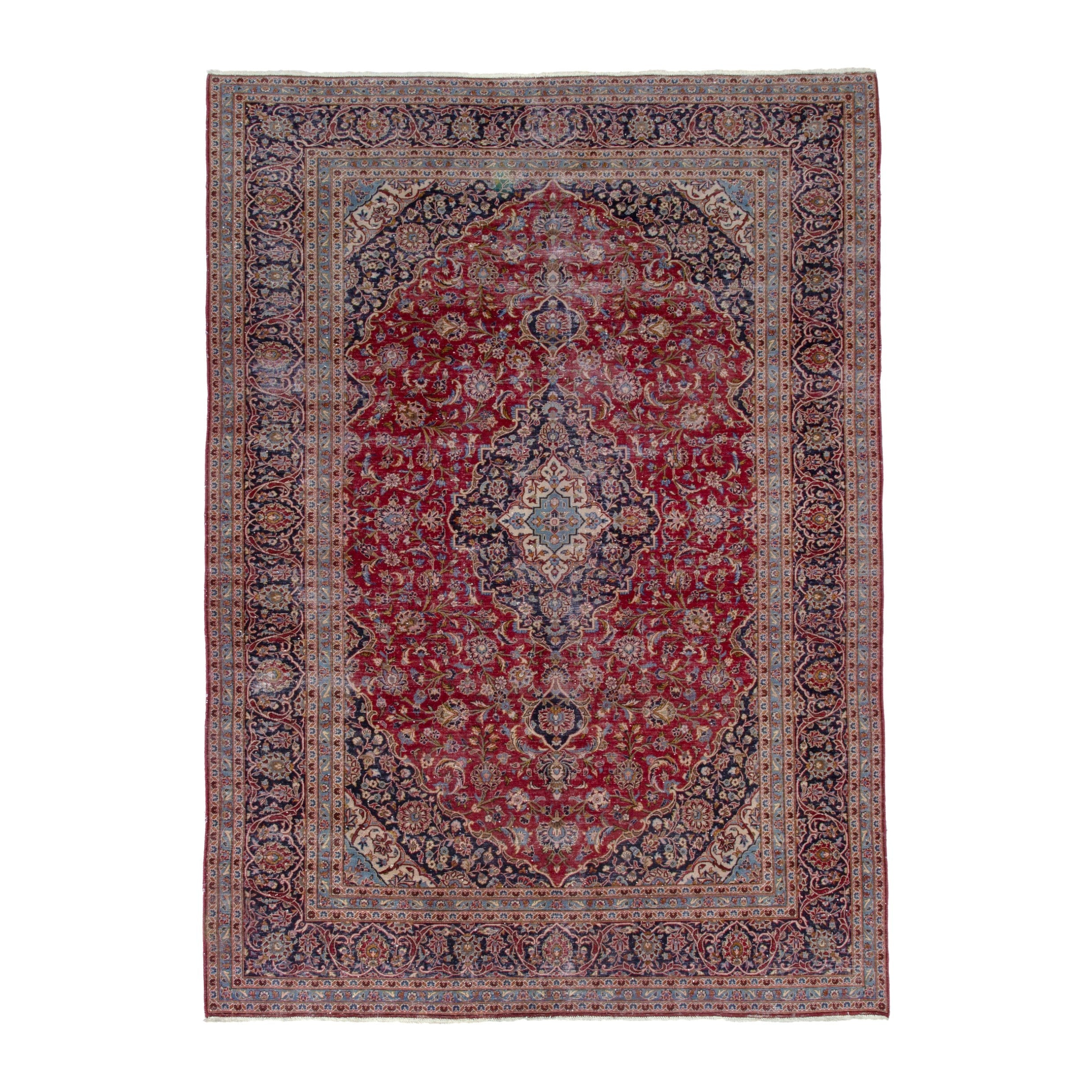 Persian Kashan oversized rug in deep red and burgundy, 8'2" x 12'2"