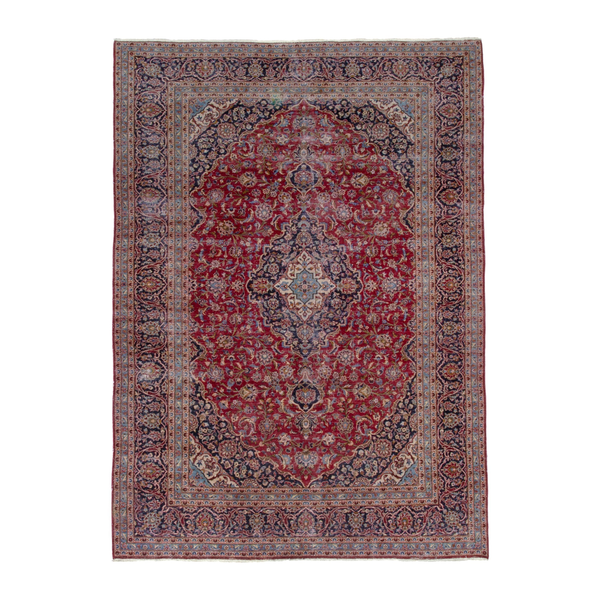 Persian Kashan oversized rug in deep red and burgundy, 8'2" x 12'2"