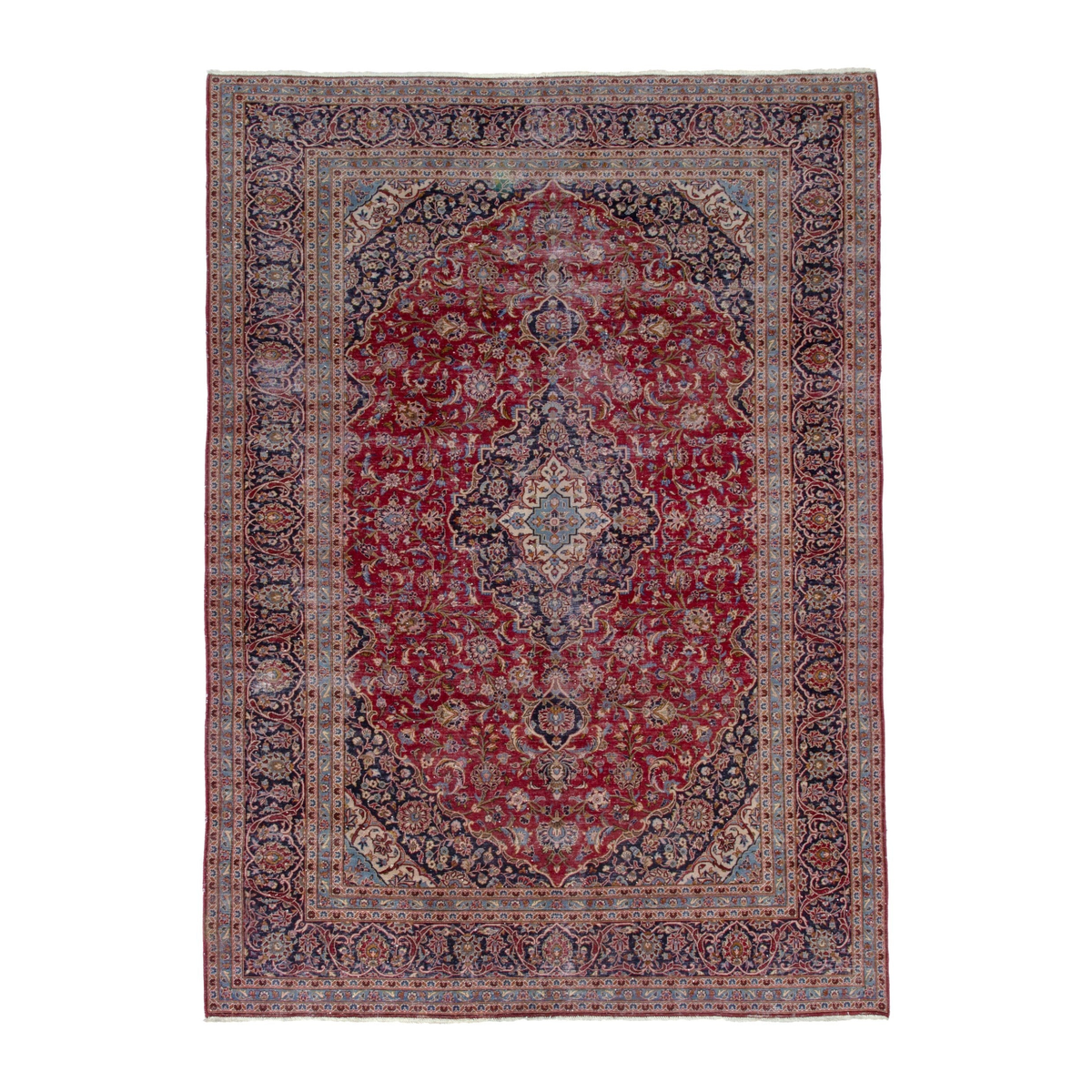 Persian Kashan oversized rug in deep red and burgundy, 8'2" x 12'2"