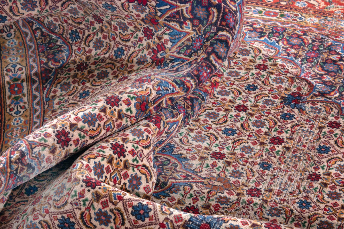Turkish Anatolian area rug in cream and rust, view 12 of 21