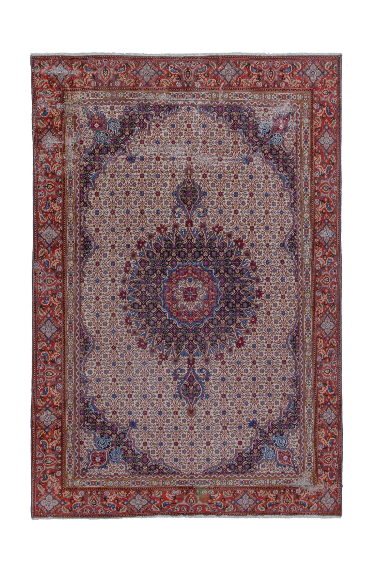 Turkish Anatolian area rug in cream and rust, view 2 of 21