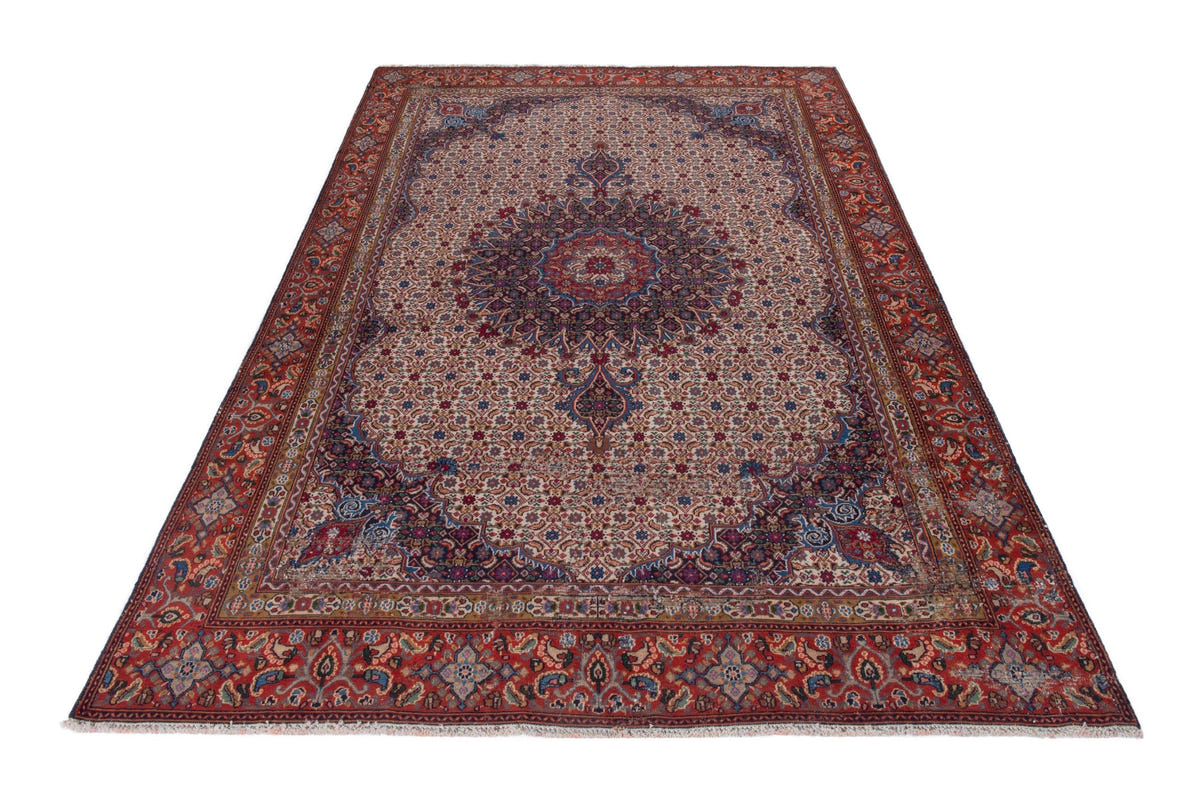 Turkish Anatolian area rug in cream and rust, view 15 of 21