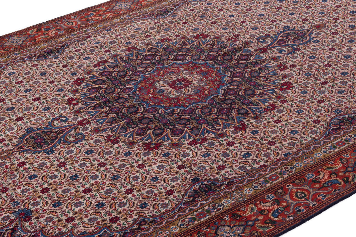 Turkish Anatolian area rug in cream and rust, view 16 of 21