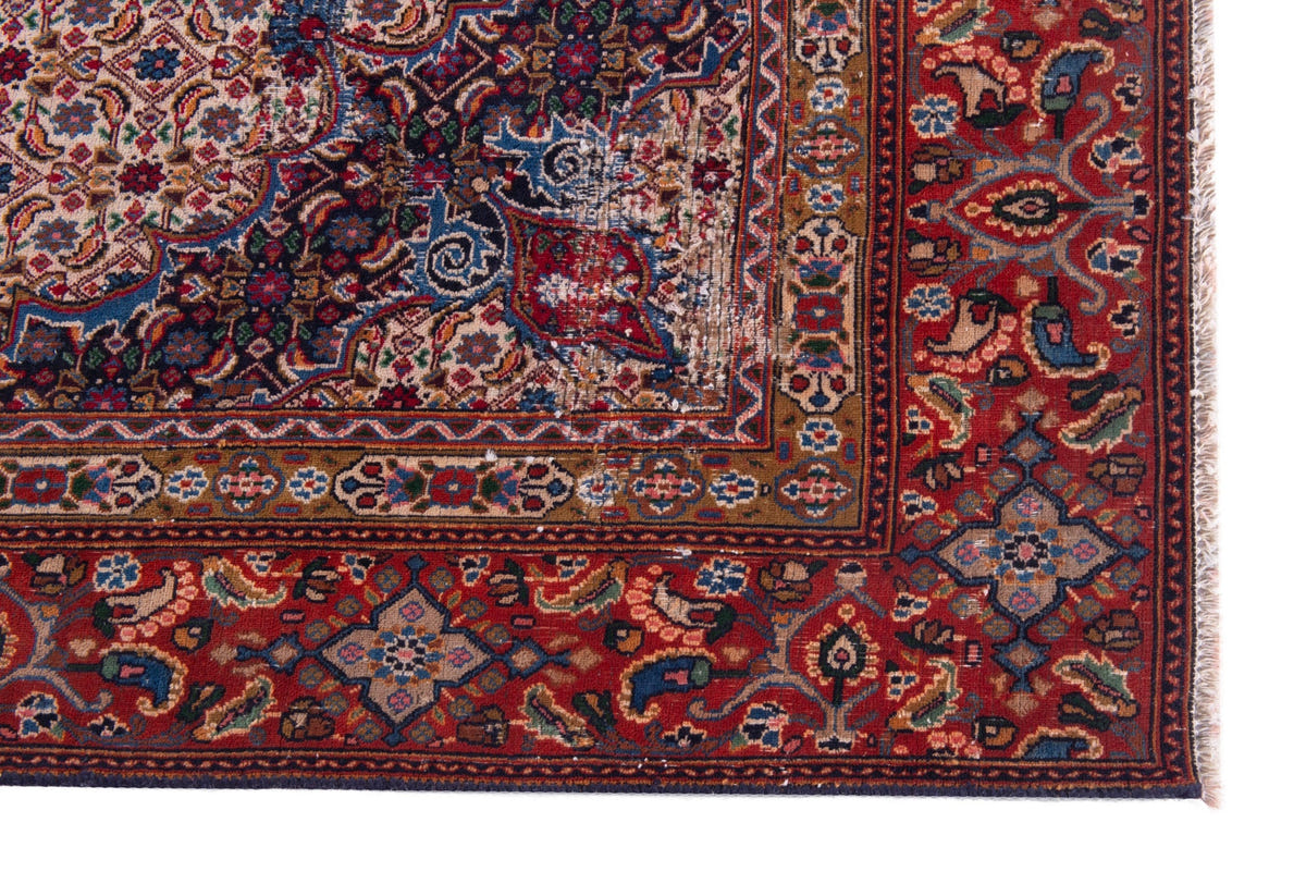 Turkish Anatolian area rug in cream and rust, view 17 of 21
