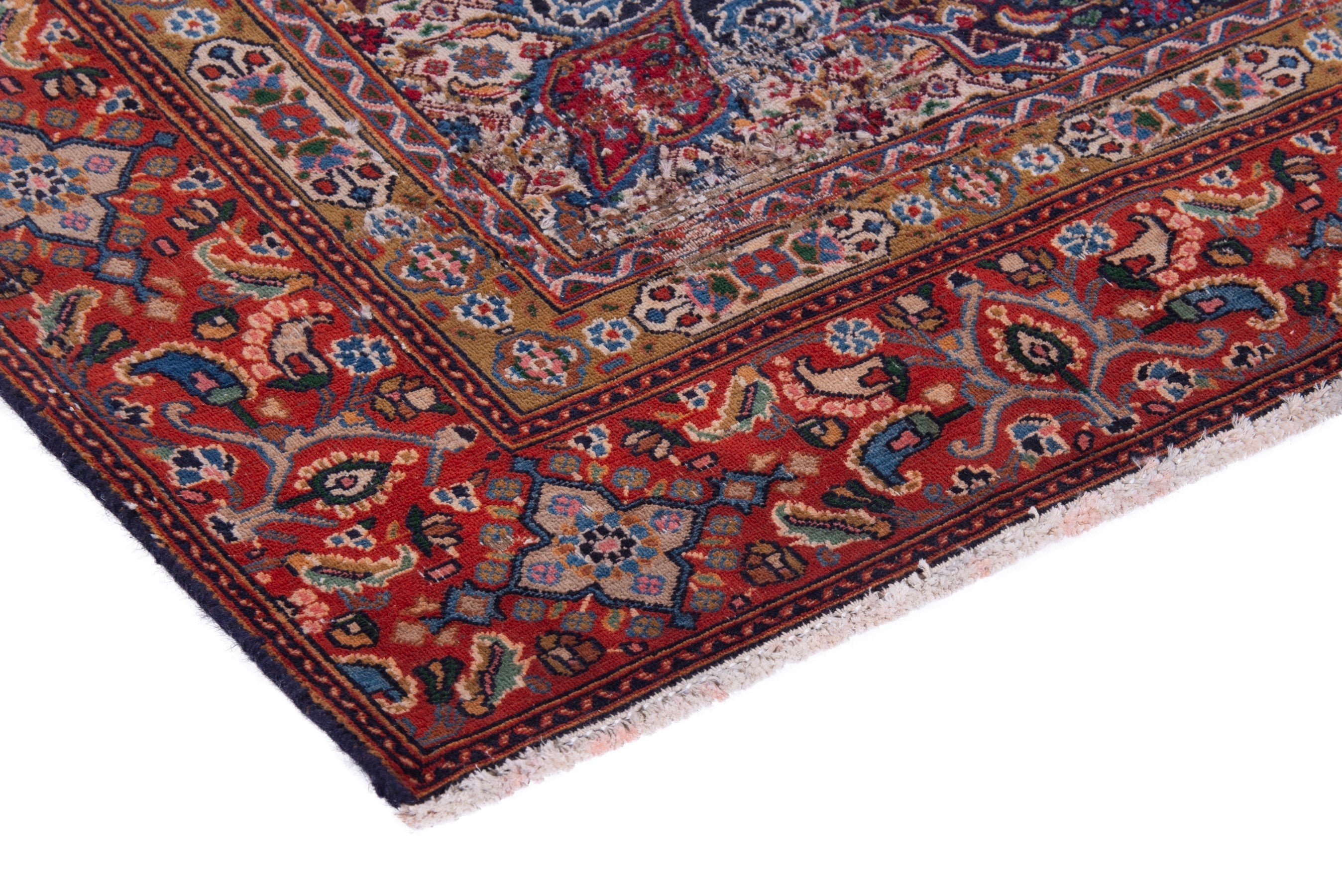 Persian Birjand area rug in cream and rust, view 4 of 20