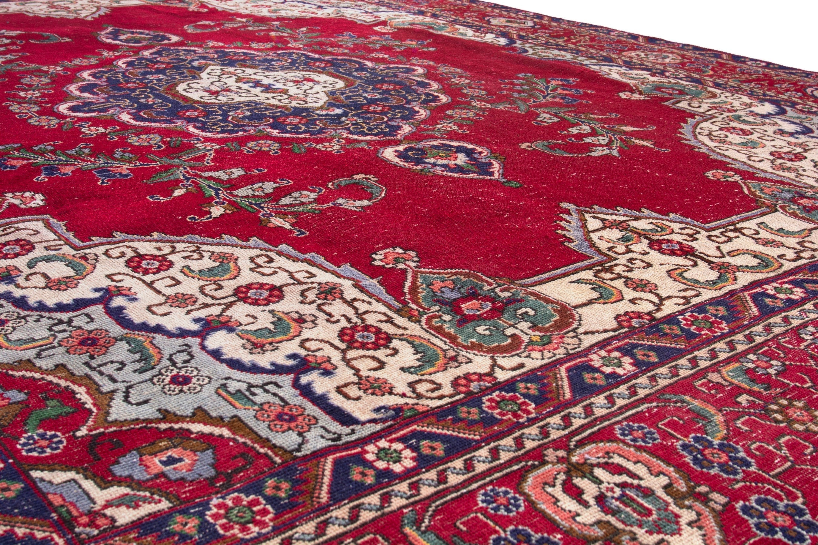 Persian Tabriz oversized rug in deep red and burgundy, view 10 of 22