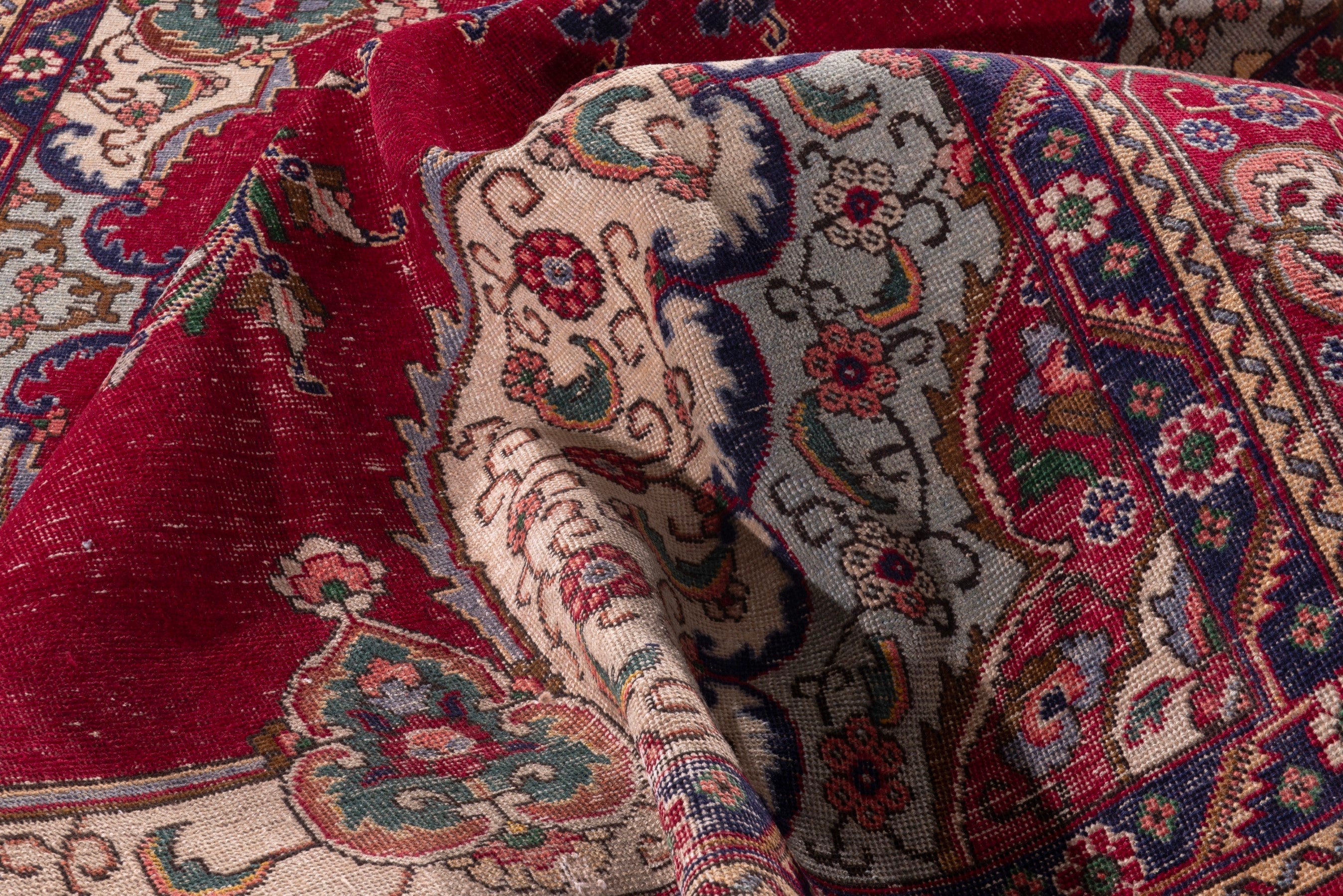 Persian Tabriz oversized rug in deep red and burgundy, view 19 of 22