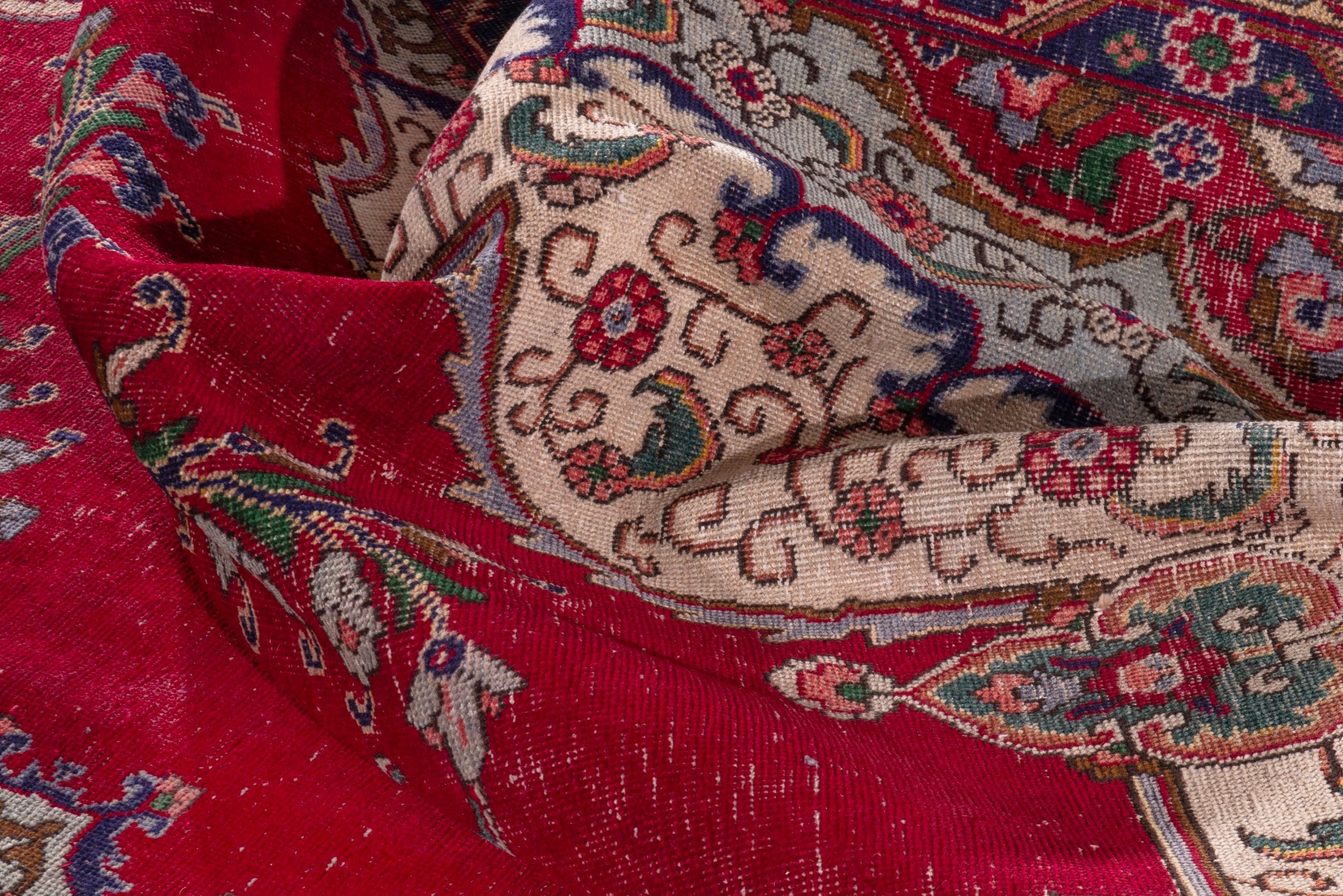 Persian Tabriz oversized rug in deep red and burgundy, view 20 of 22