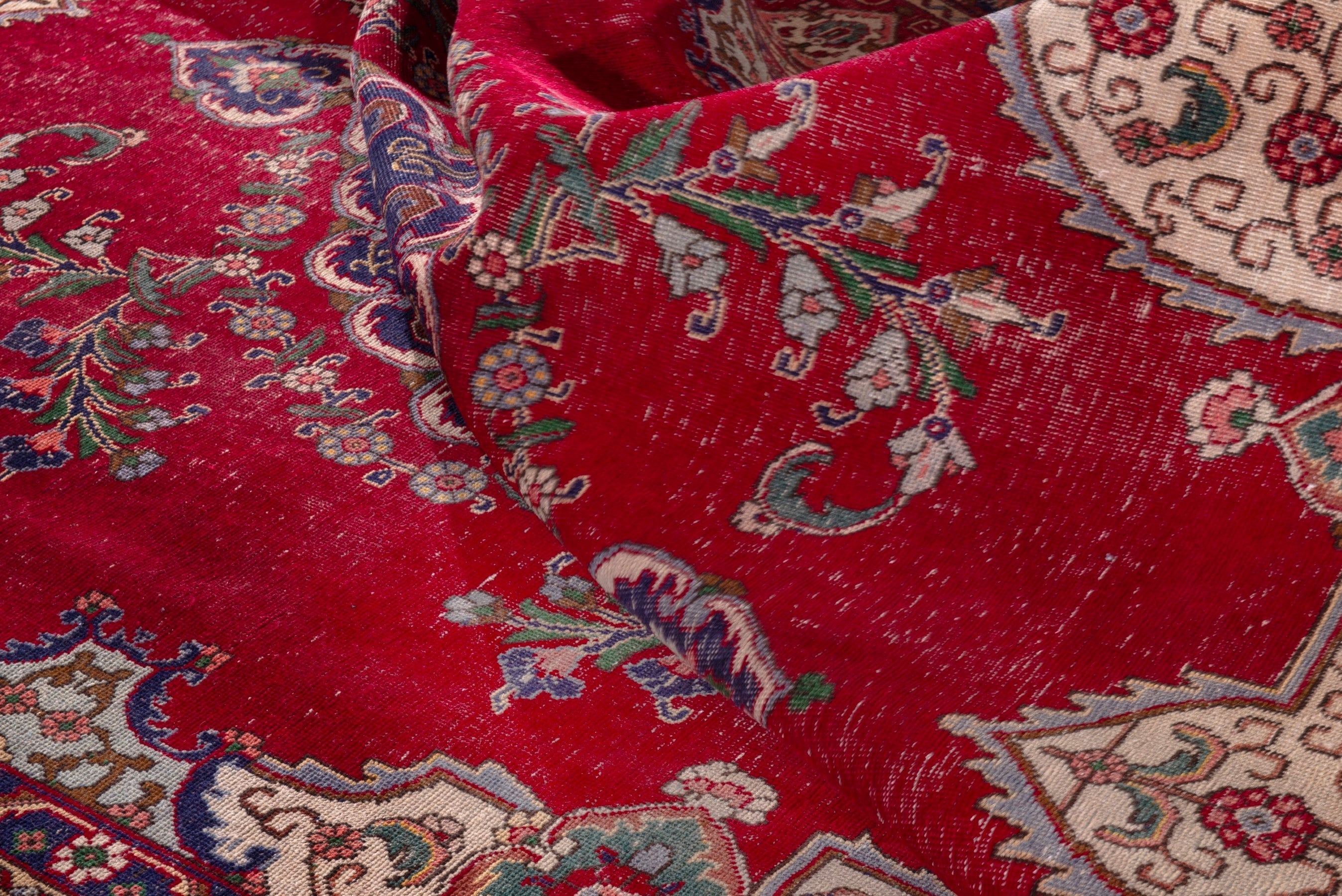 Persian Tabriz oversized rug in deep red and burgundy, view 21 of 22