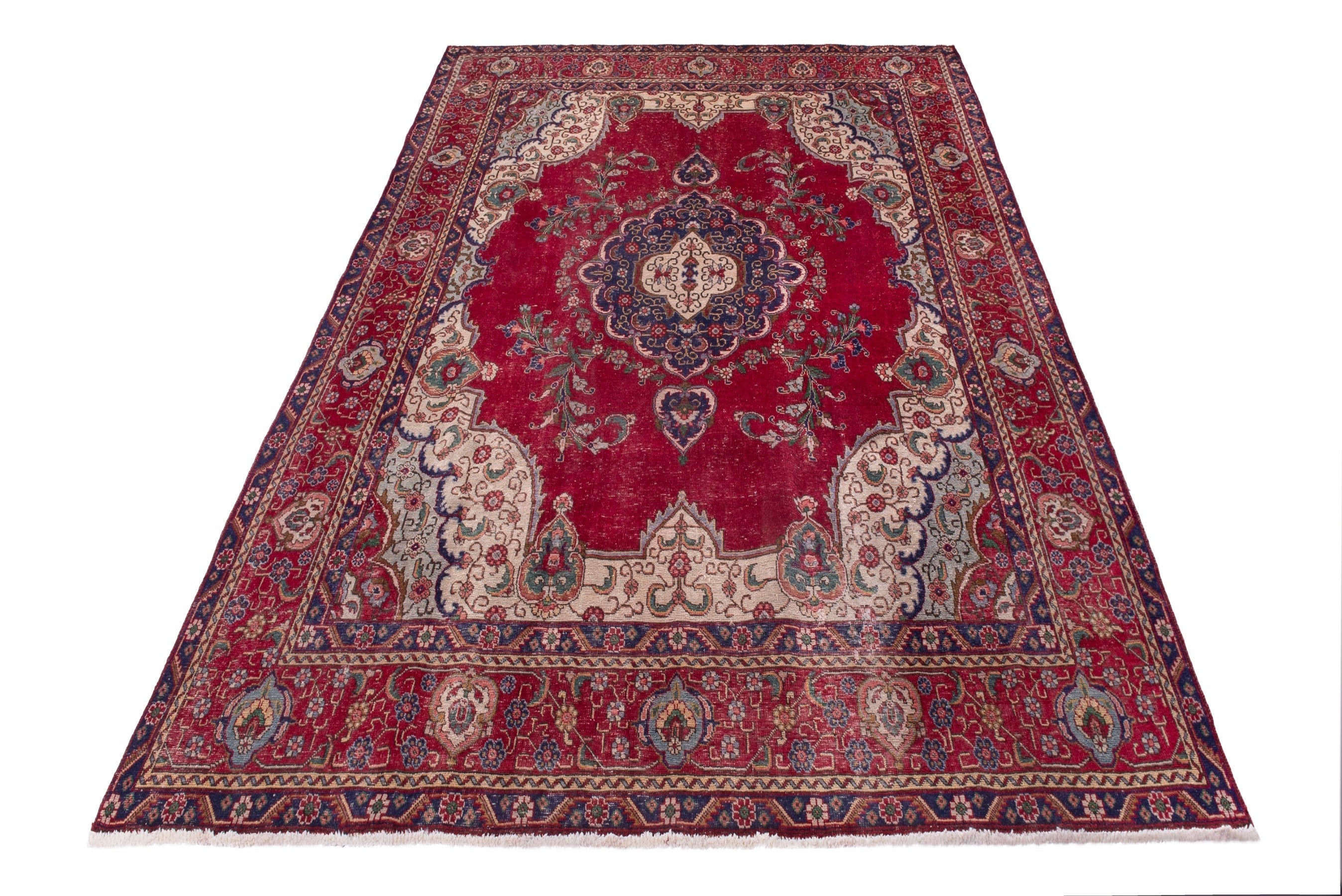 Persian Tabriz oversized rug in deep red and burgundy, view 2 of 22