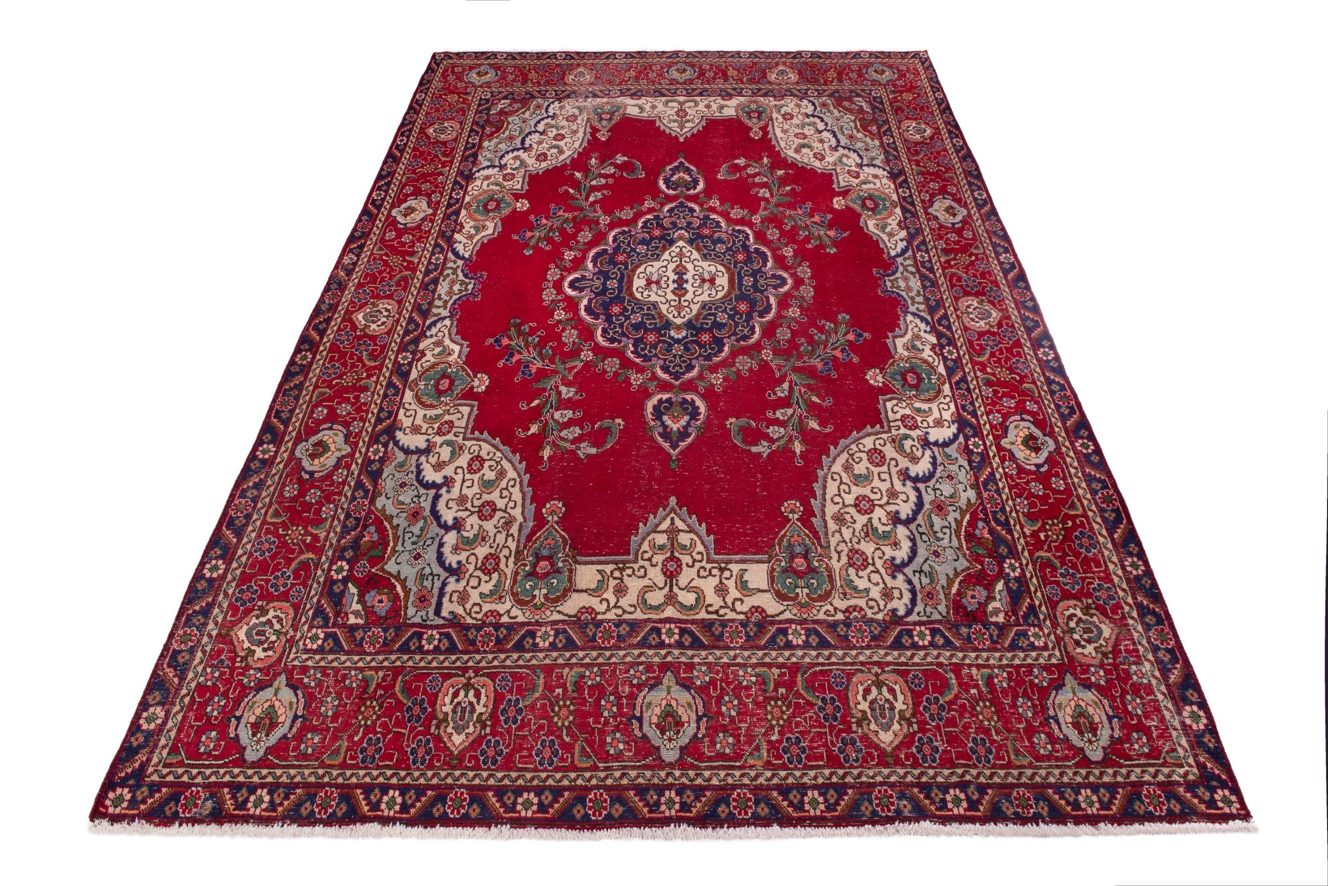 Persian Tabriz oversized rug in deep red and burgundy, view 3 of 22