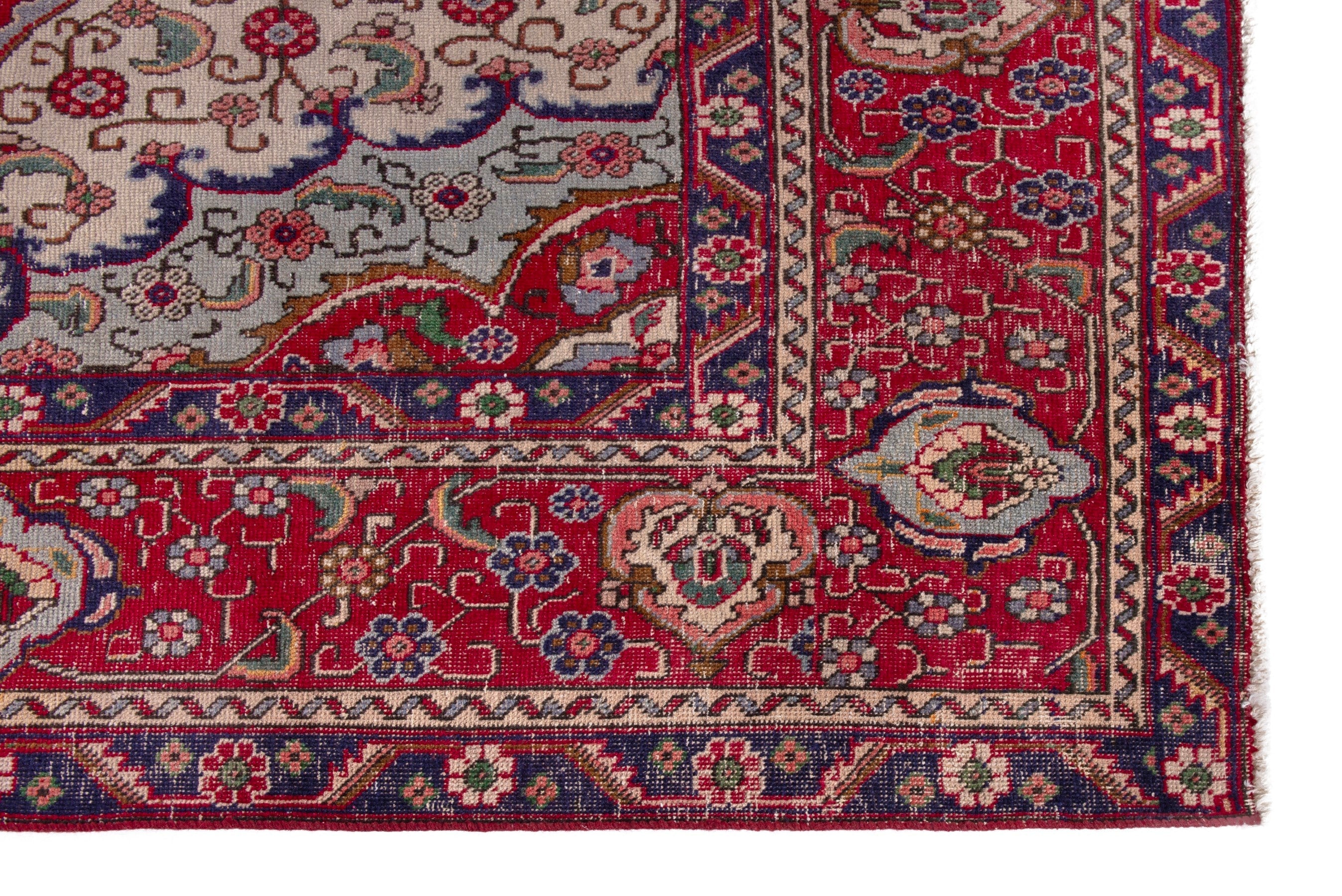 Persian Tabriz oversized rug in deep red and burgundy, view 5 of 22