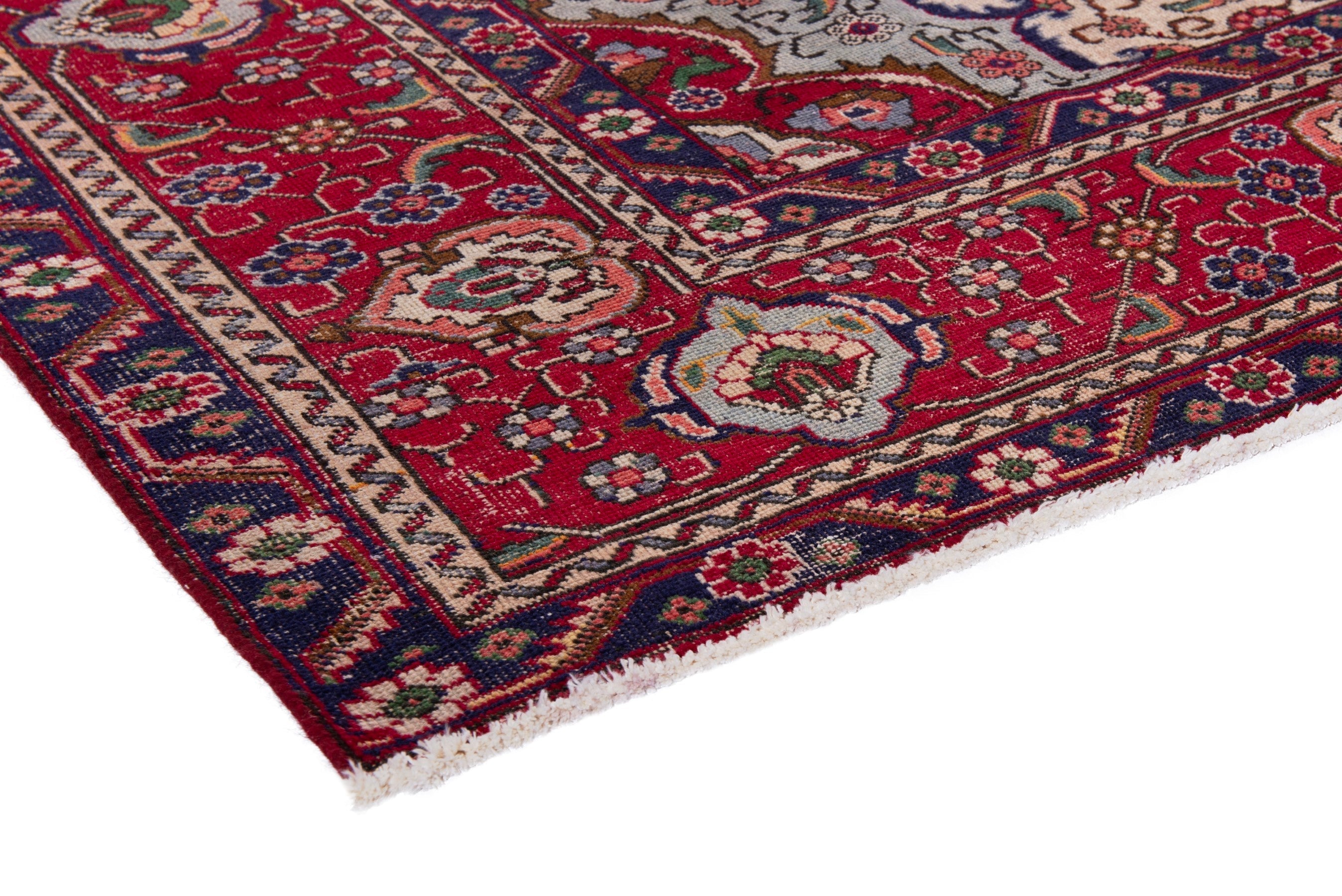 Persian Tabriz oversized rug in deep red and burgundy, view 4 of 22